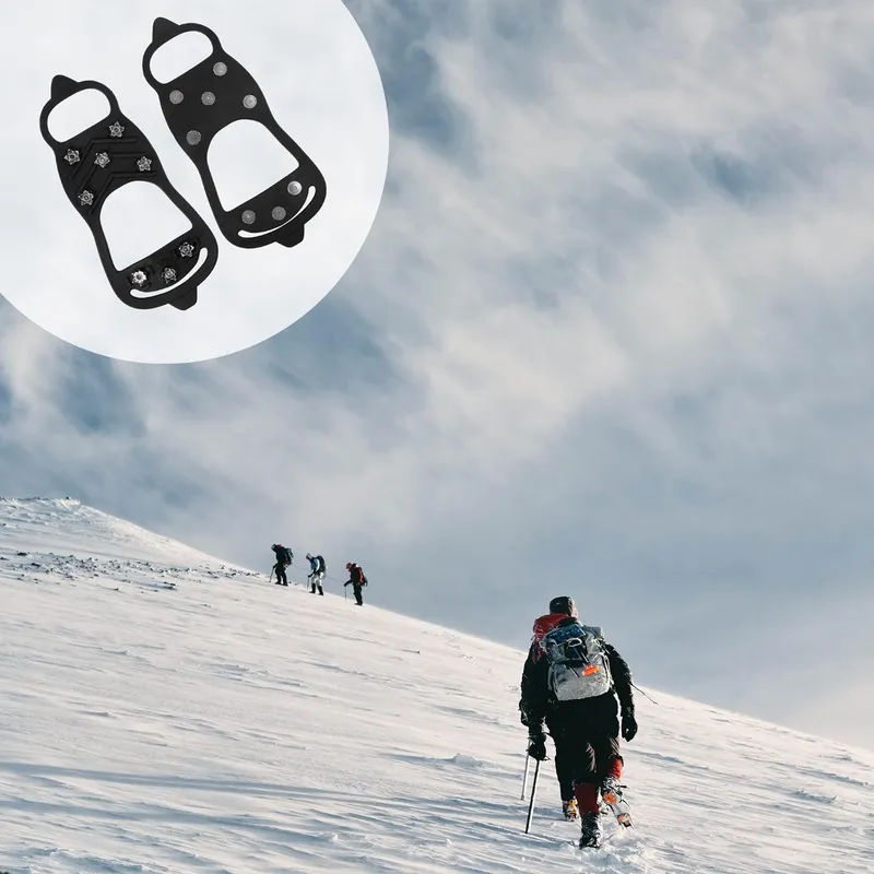 2 Pairs Non Slip Gripper Spike Ice Traction Cleats with 8 Steel Stud Spikes