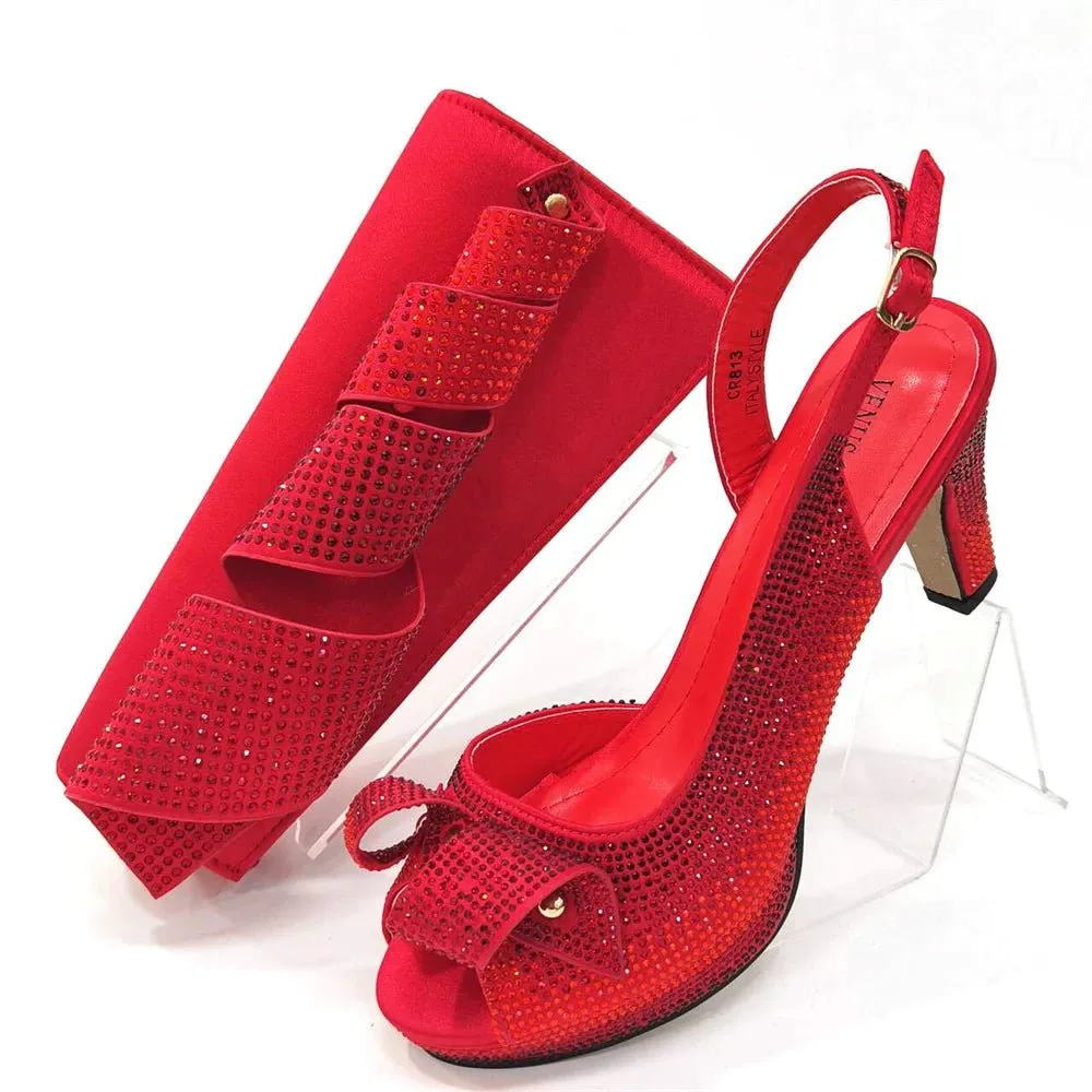 2024 Italian Shoes and Bag Set: High Heel Party Elegance