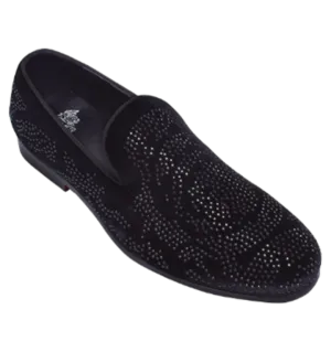 Black Glitter Men's Formal Design Dress Shoes Slip-On Loafer