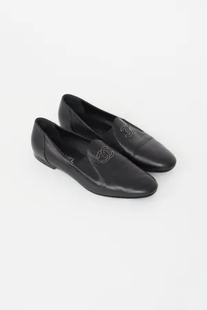 Black Leather CC Logo Loafer