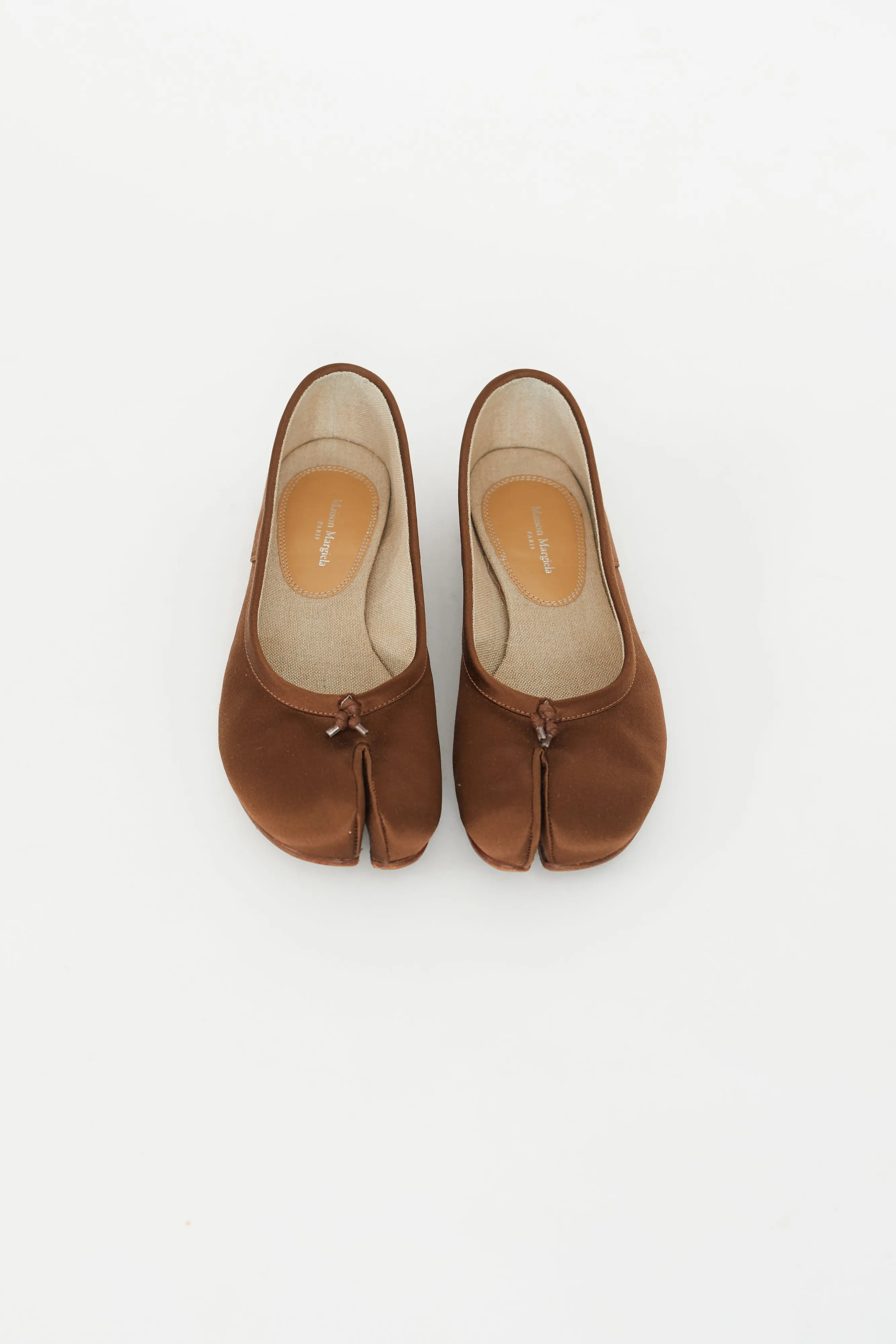 Brown Satin Tabi Ballet Flat