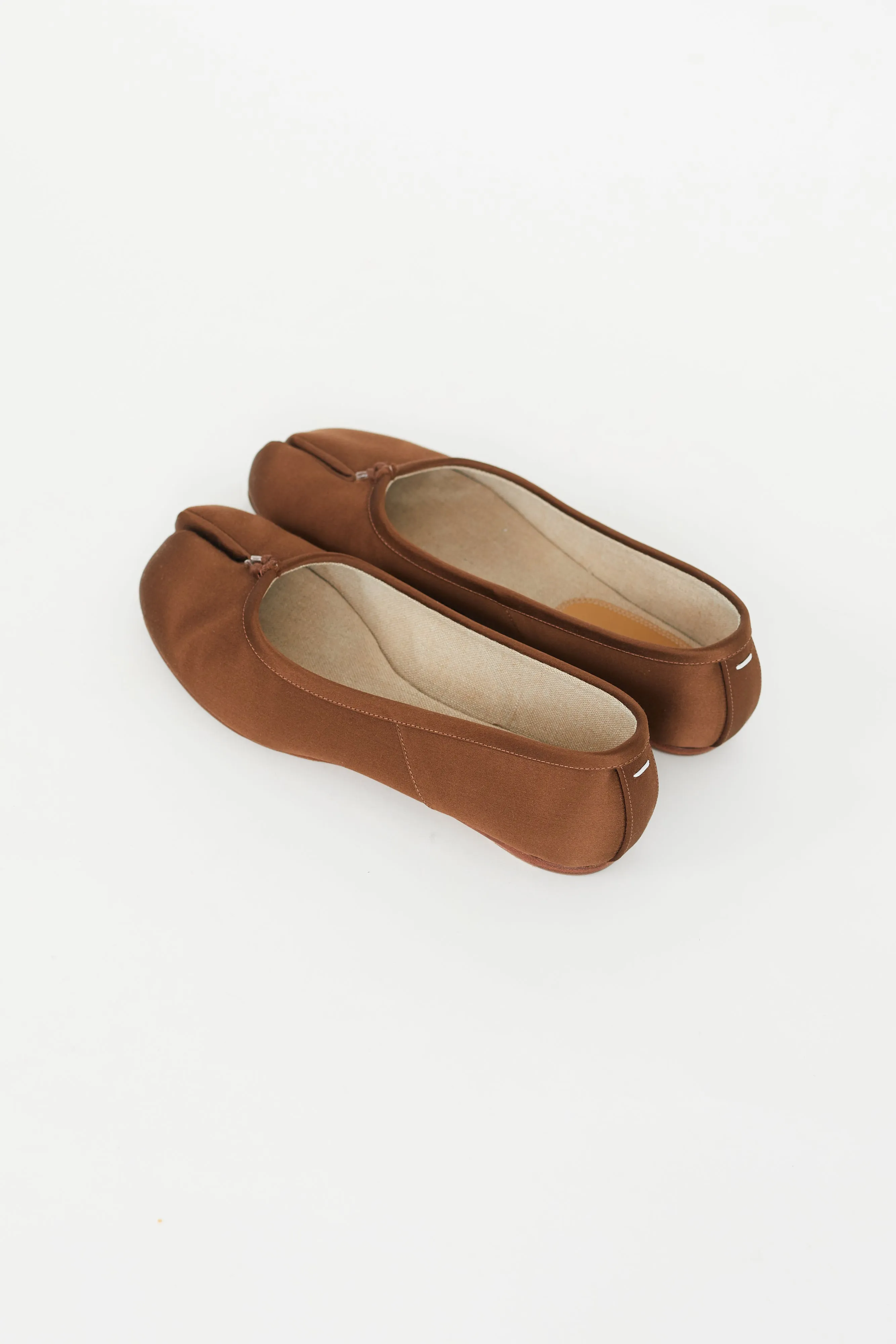 Brown Satin Tabi Ballet Flat