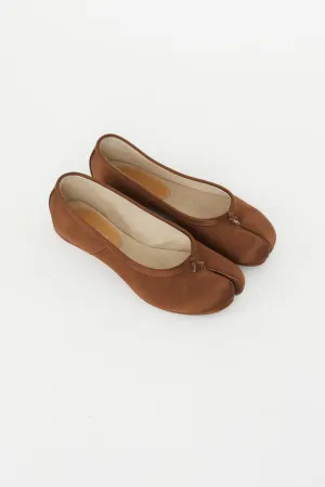 Brown Satin Tabi Ballet Flat