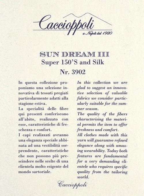 Caccioppoli Sun Dream Trippo Blue Wool Silk Suit