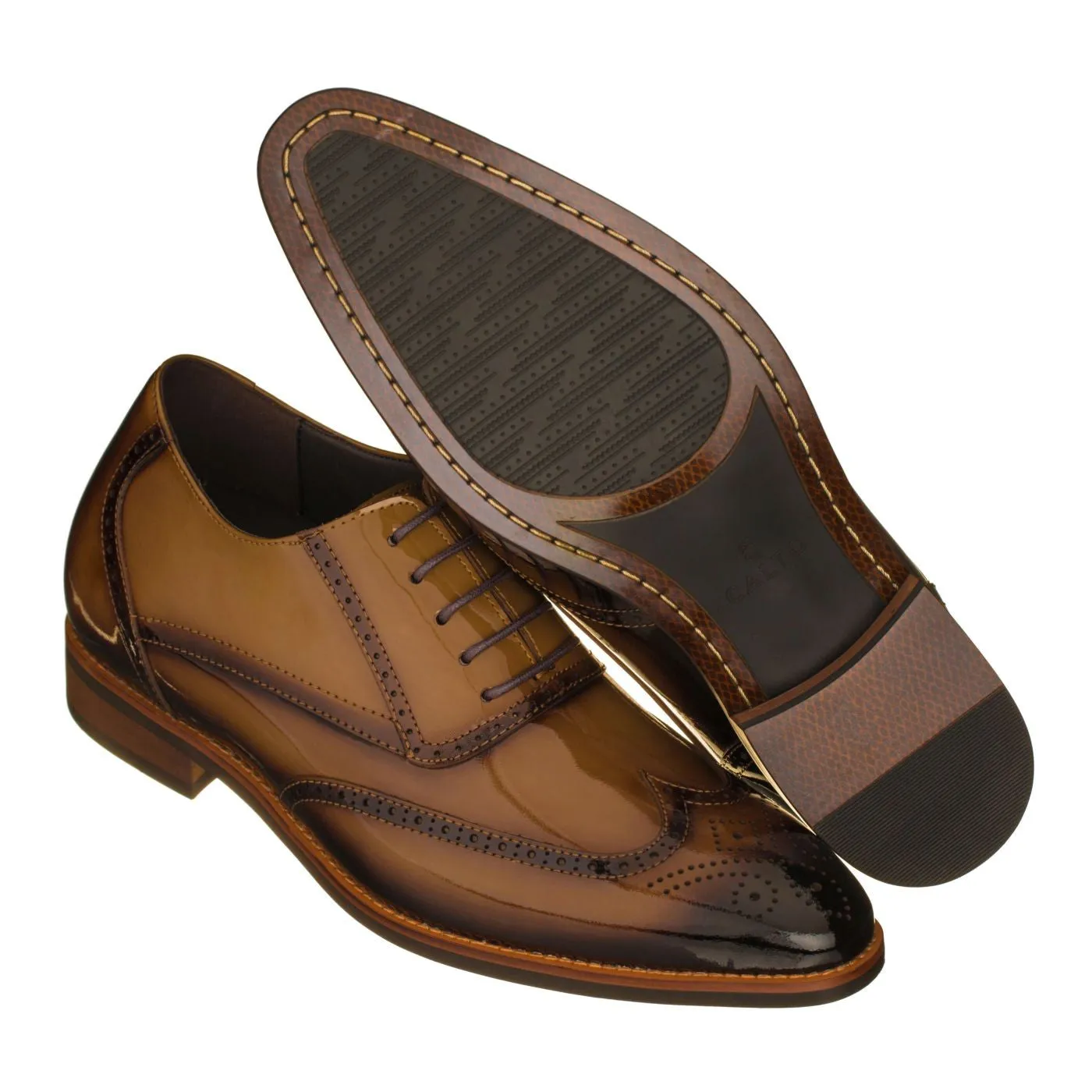 CALTO - S1017 - 3.0 Inches Taller (Dark Brown Patent Leather)
