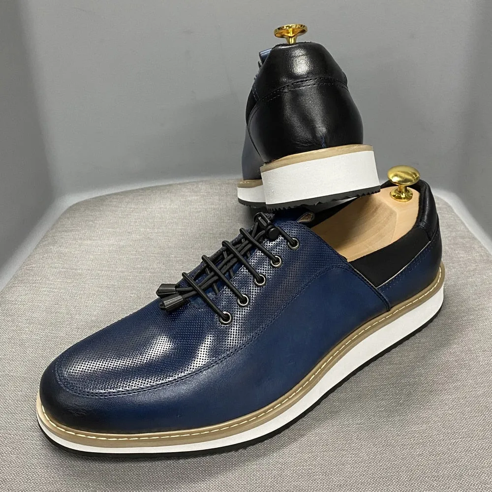 Casual Genuine Leather Lace Up Sneakers