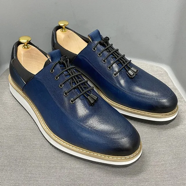 Casual Genuine Leather Lace Up Sneakers