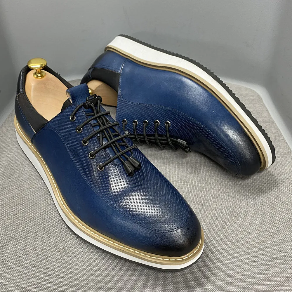 Casual Genuine Leather Lace Up Sneakers