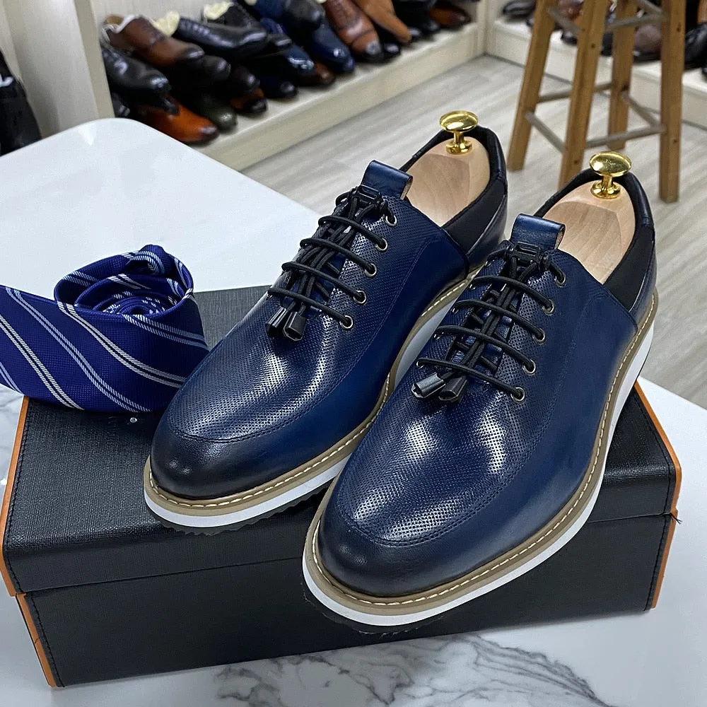 Casual Genuine Leather Lace Up Sneakers