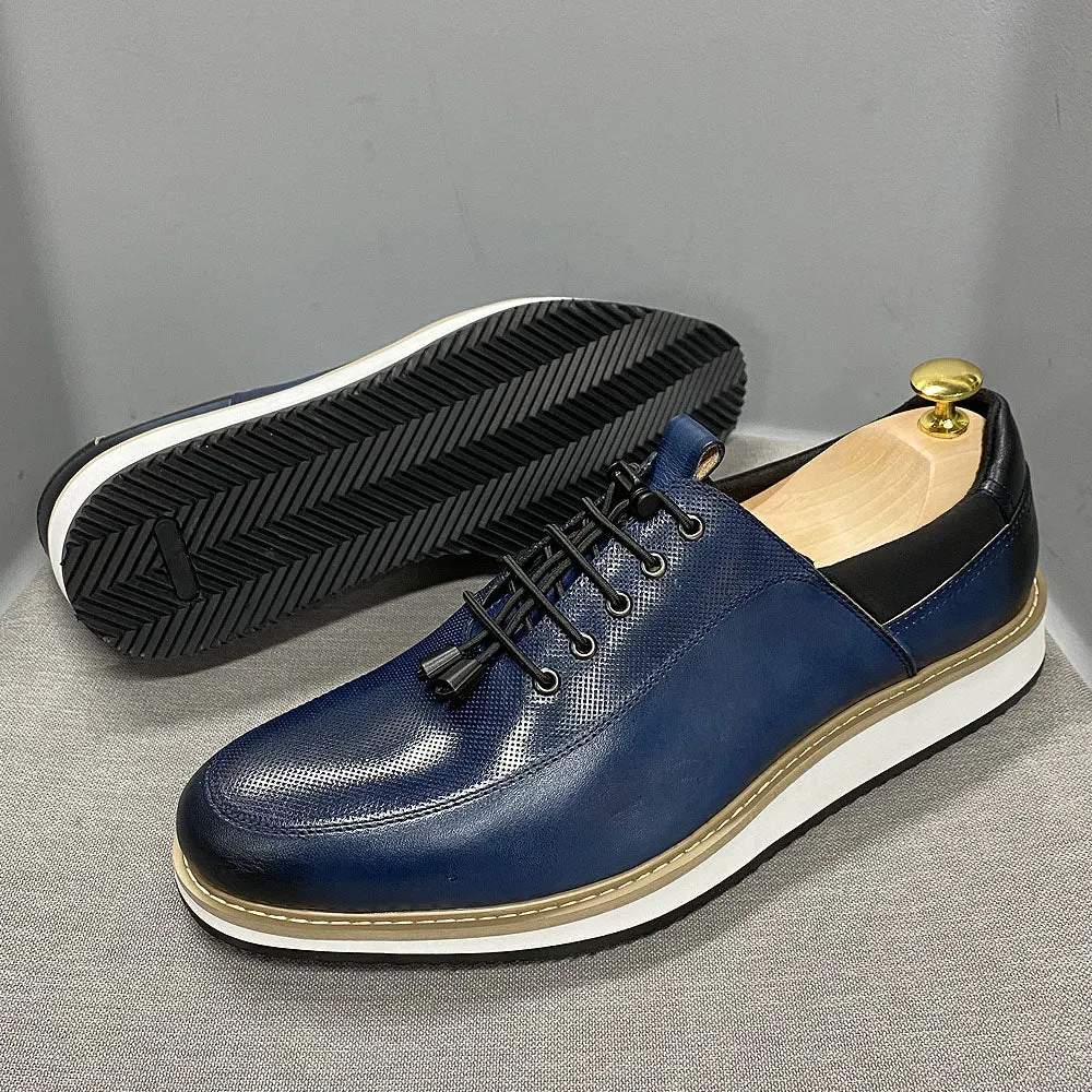 Casual Genuine Leather Lace Up Sneakers