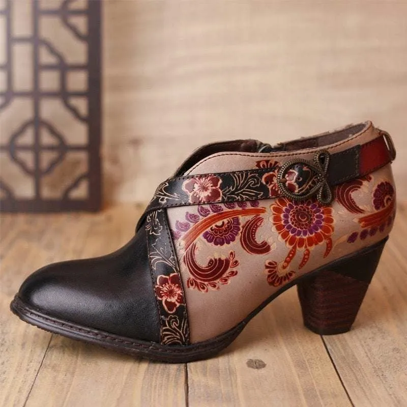 Embossed Cowhide Genuine Leather Shoes