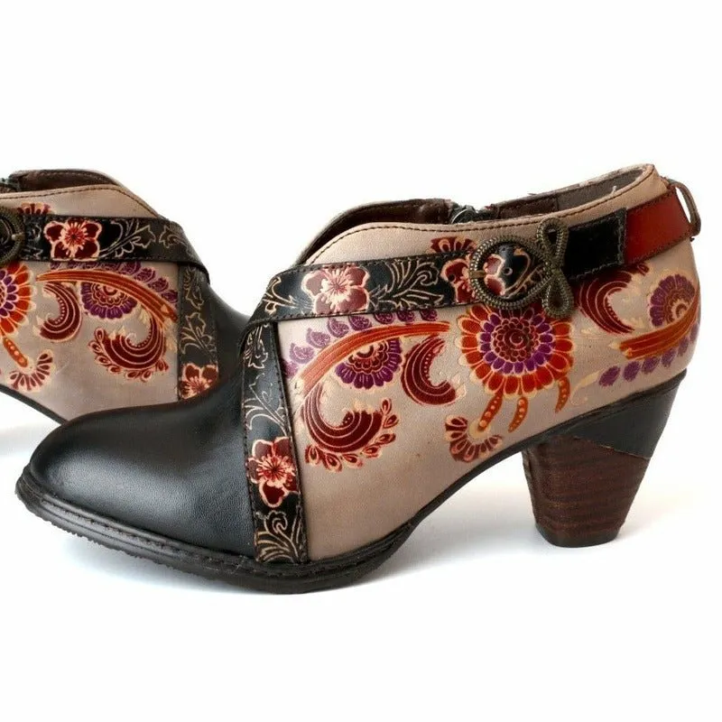 Embossed Cowhide Genuine Leather Shoes