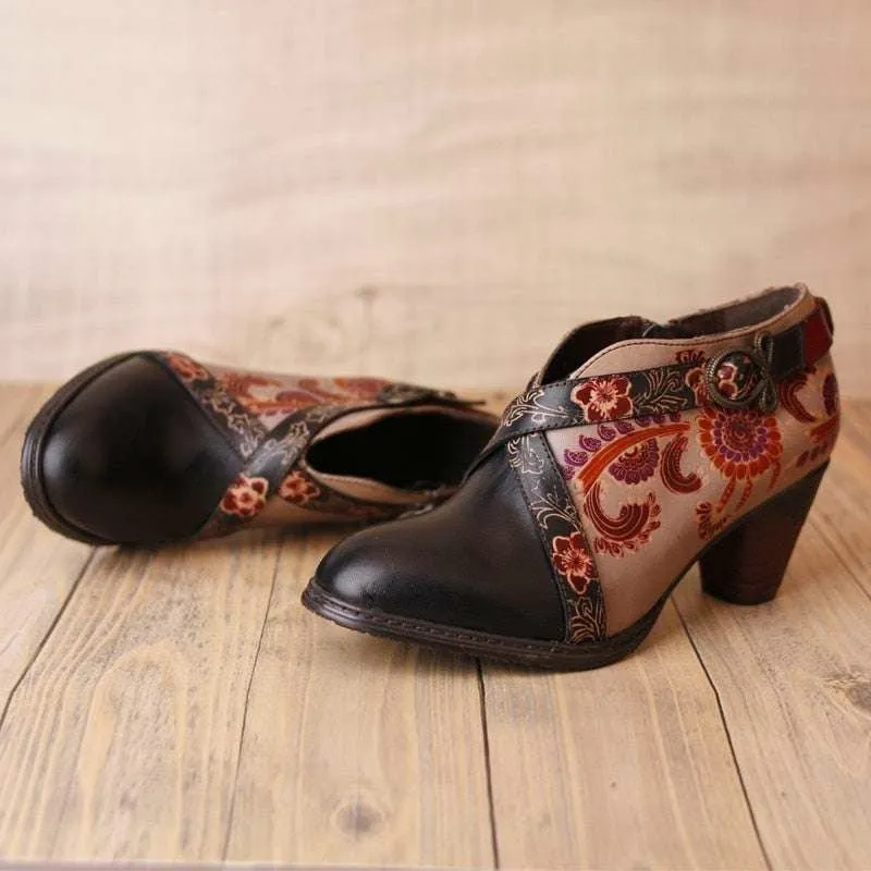 Embossed Cowhide Genuine Leather Shoes