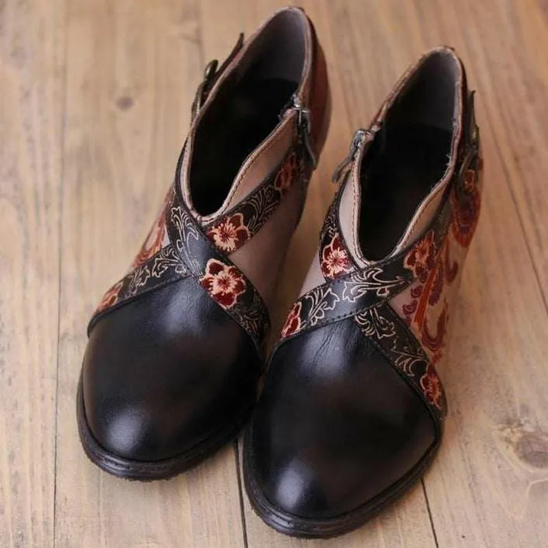 Embossed Cowhide Genuine Leather Shoes