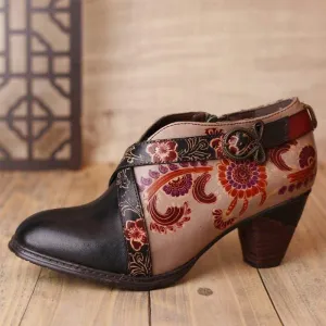 Embossed Cowhide Genuine Leather Shoes