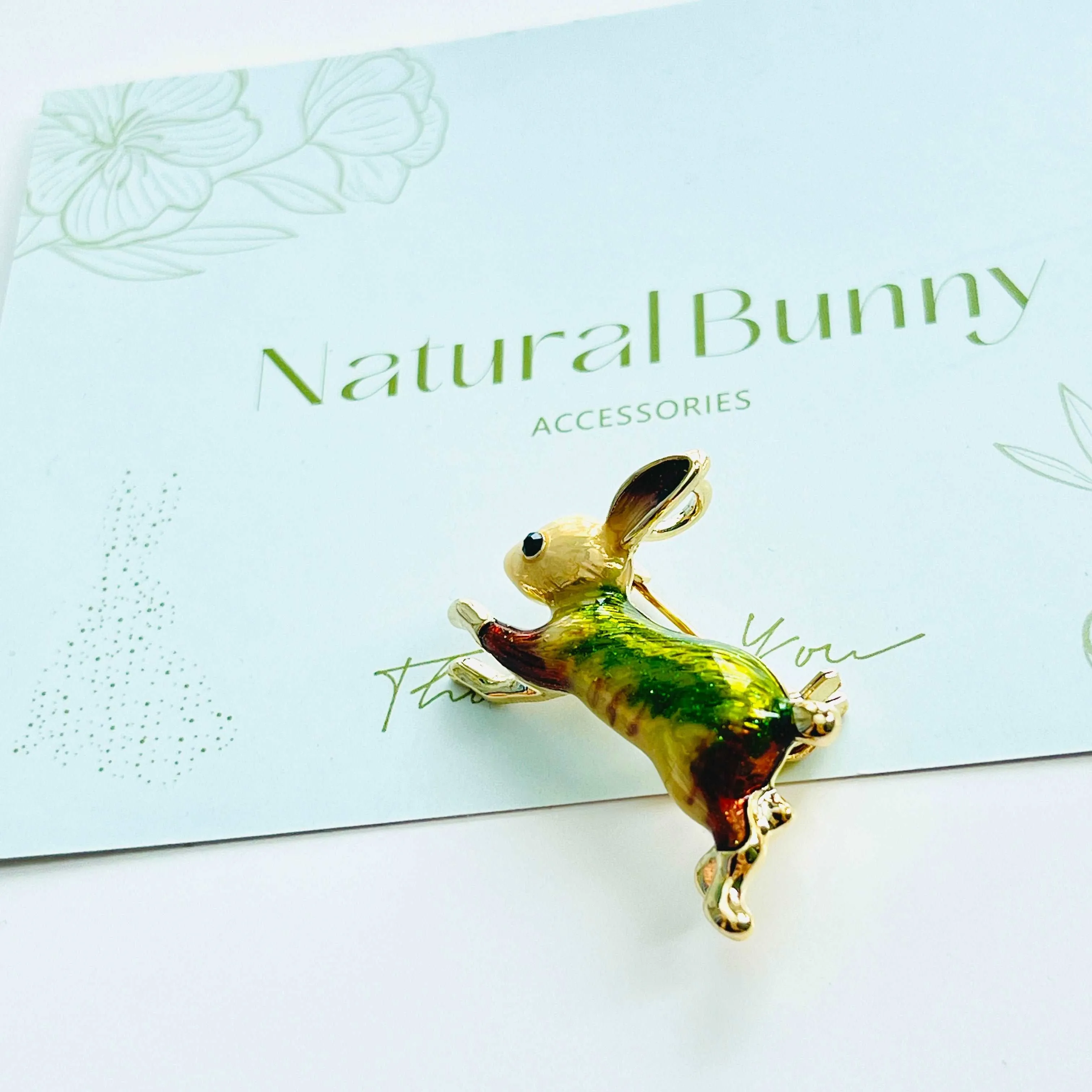 Enamel Colorful Running Rabbit Brooch