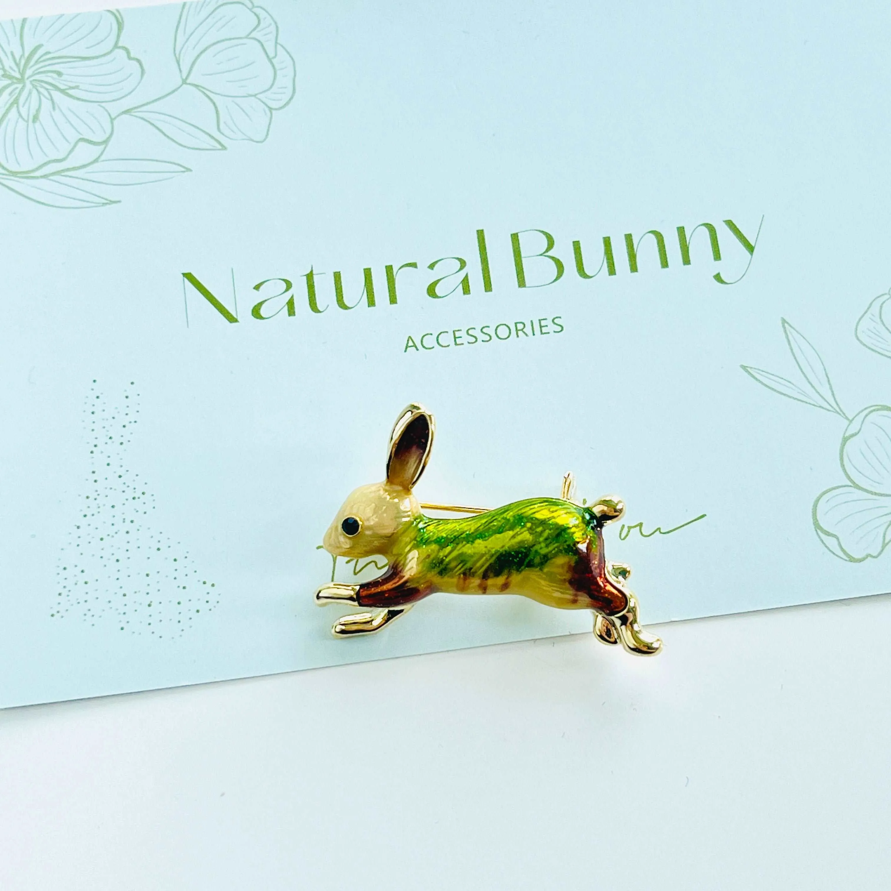 Enamel Colorful Running Rabbit Brooch