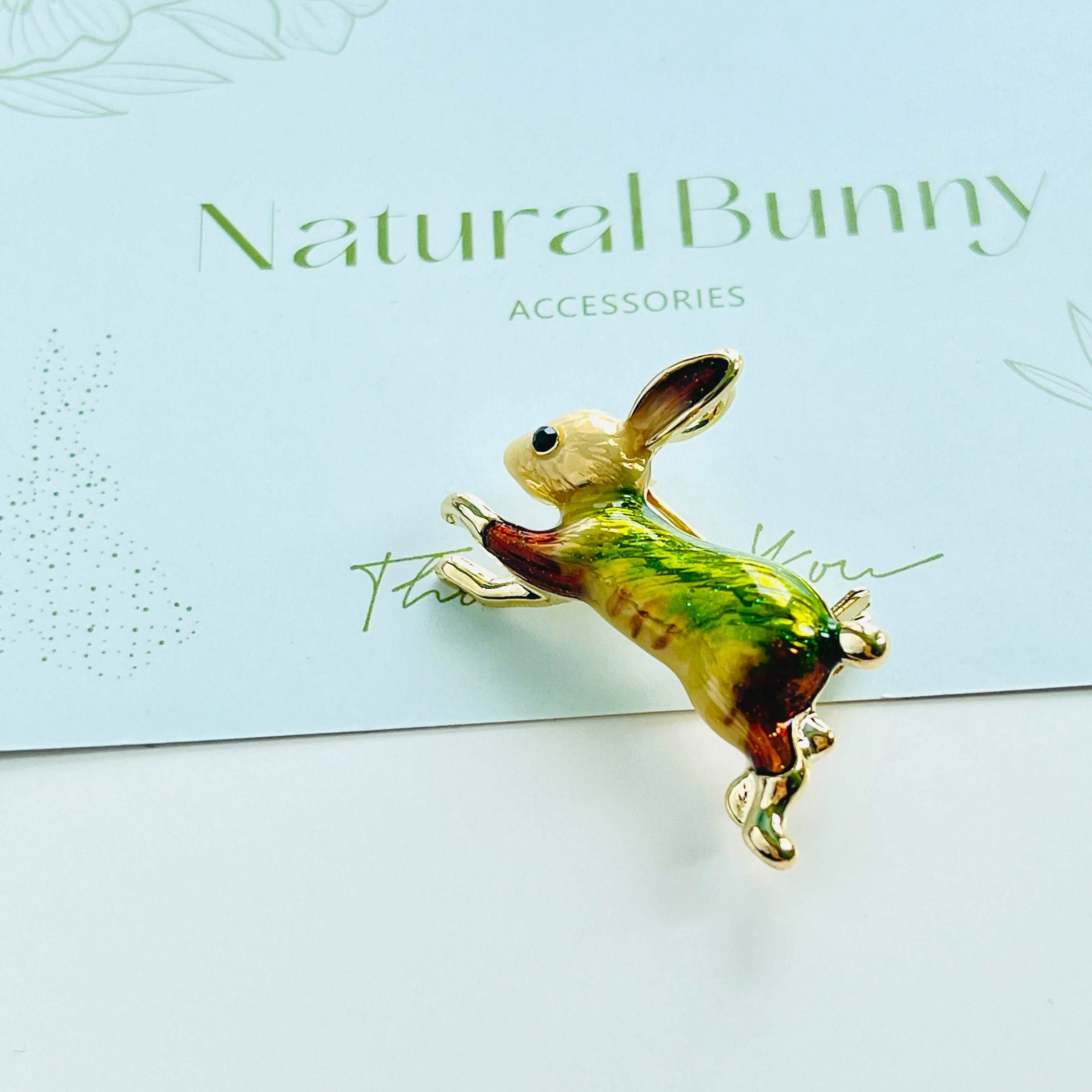 Enamel Colorful Running Rabbit Brooch