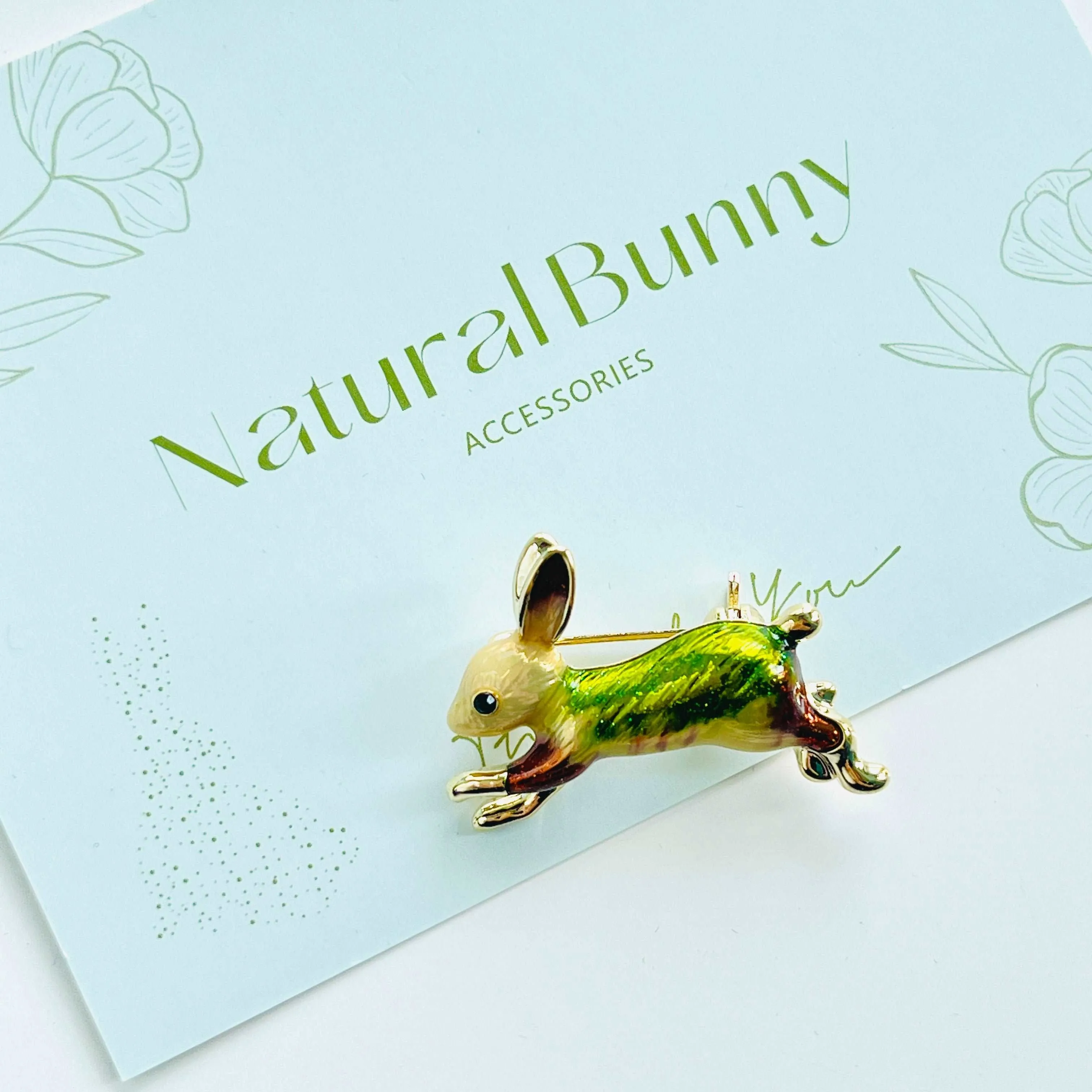 Enamel Colorful Running Rabbit Brooch