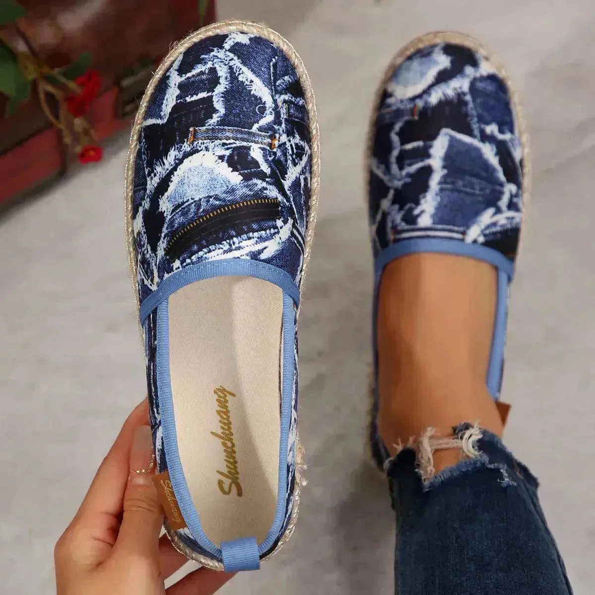 European And American Slip-on Fisherman Shoes Summer Animal Skin Loafer Flat Casual  Canvas  Shoe