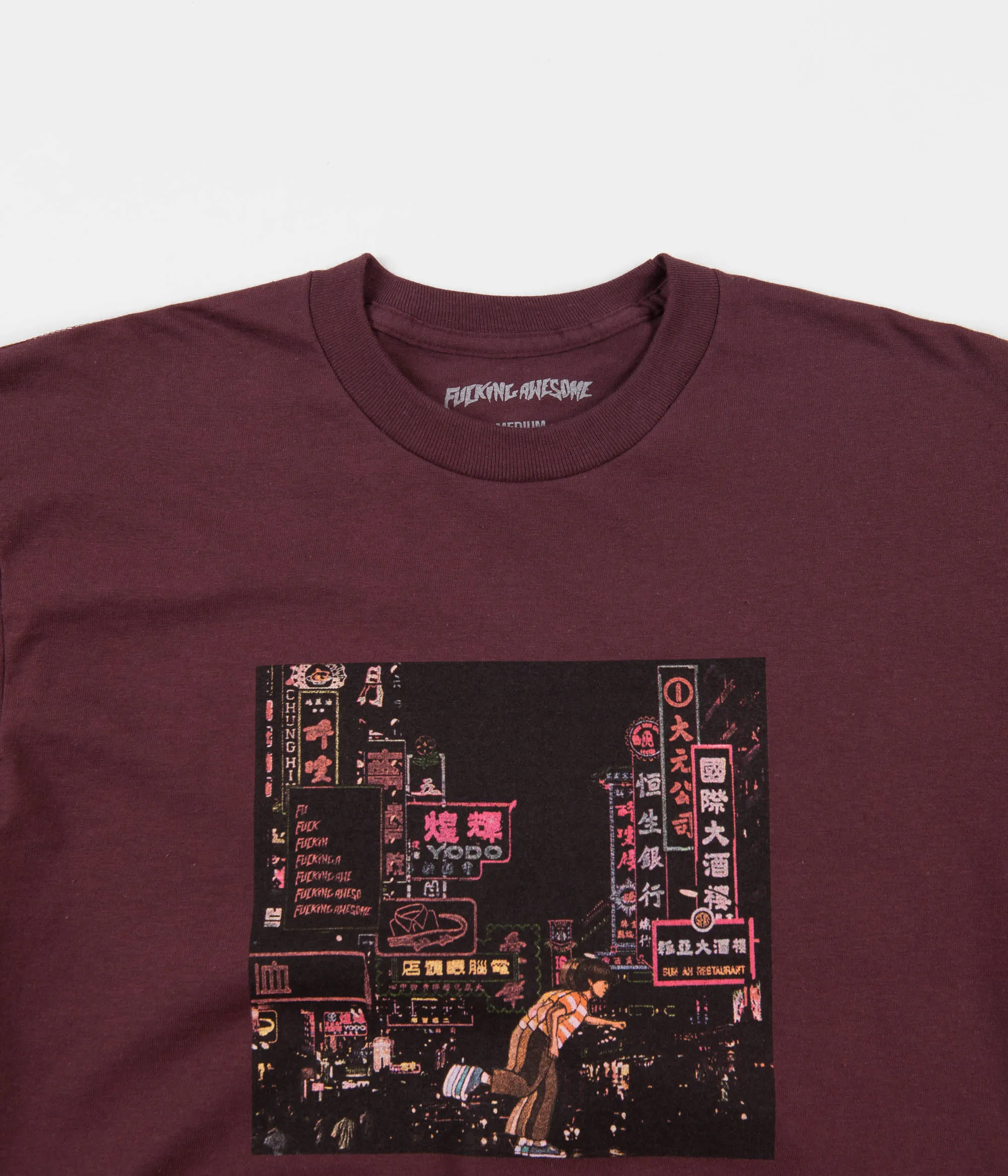 Fucking Awesome Neon Nights T-Shirt - Maroon