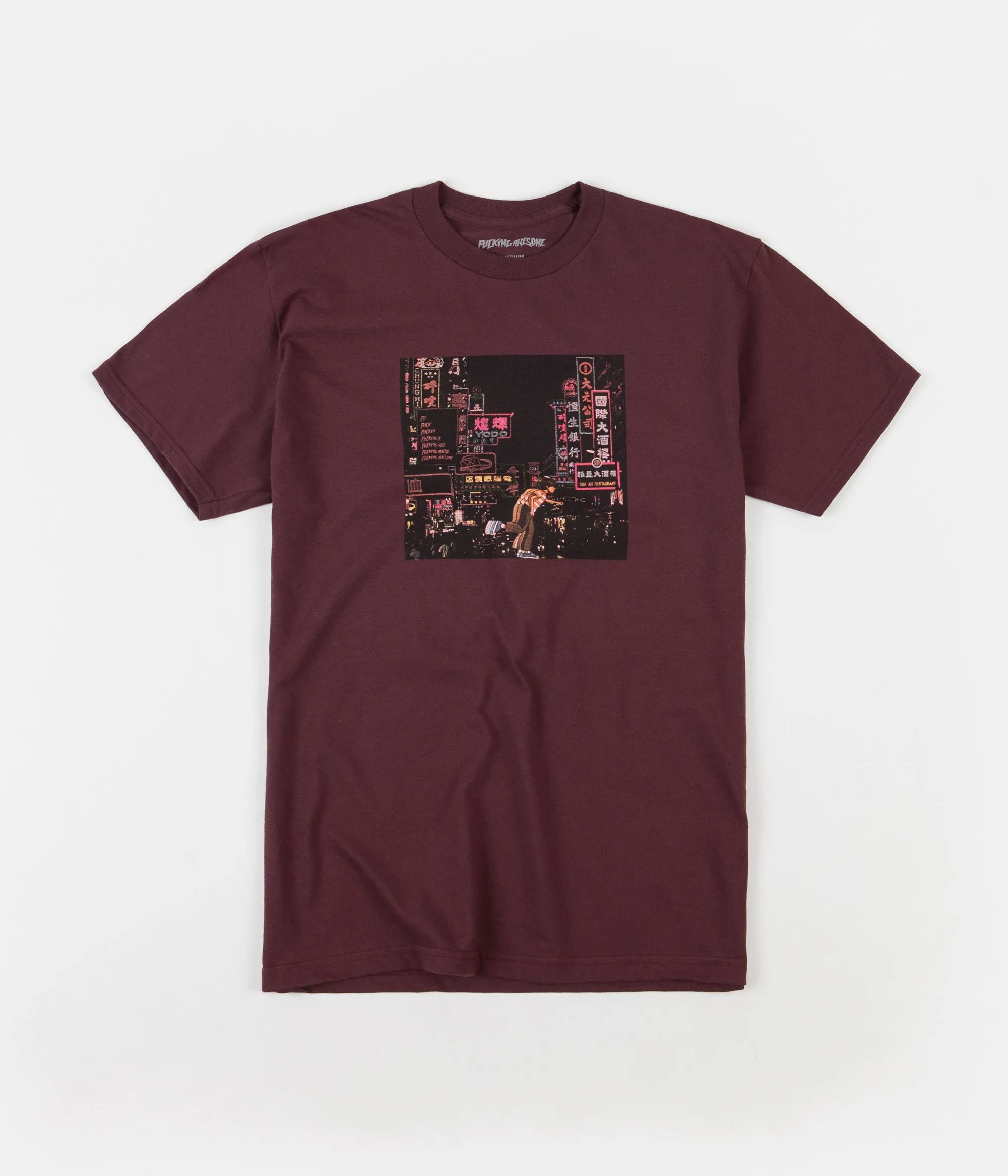 Fucking Awesome Neon Nights T-Shirt - Maroon