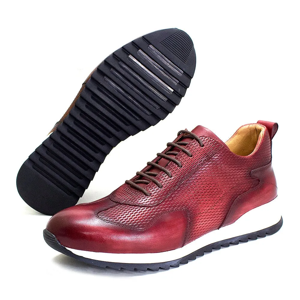 Genuine Leather Lace-Up Casual Sneakers
