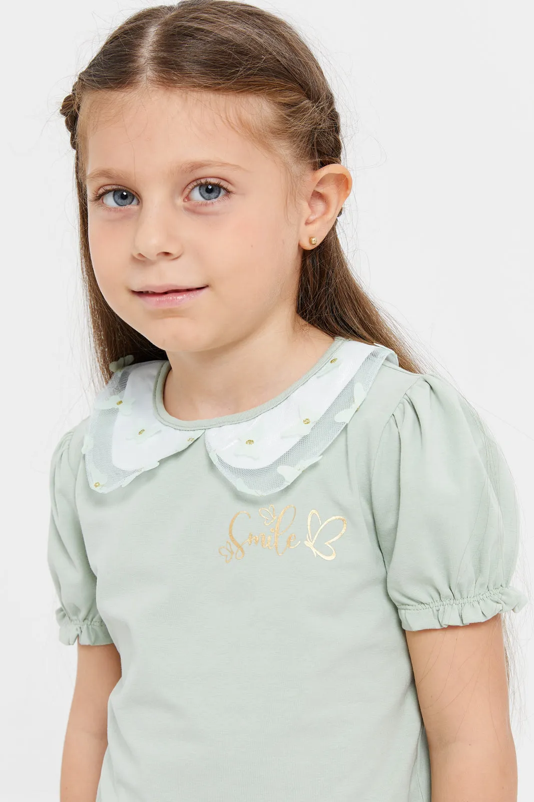 Girls Mint Embellished Blouse