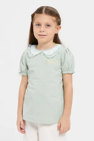 Girls Mint Embellished Blouse