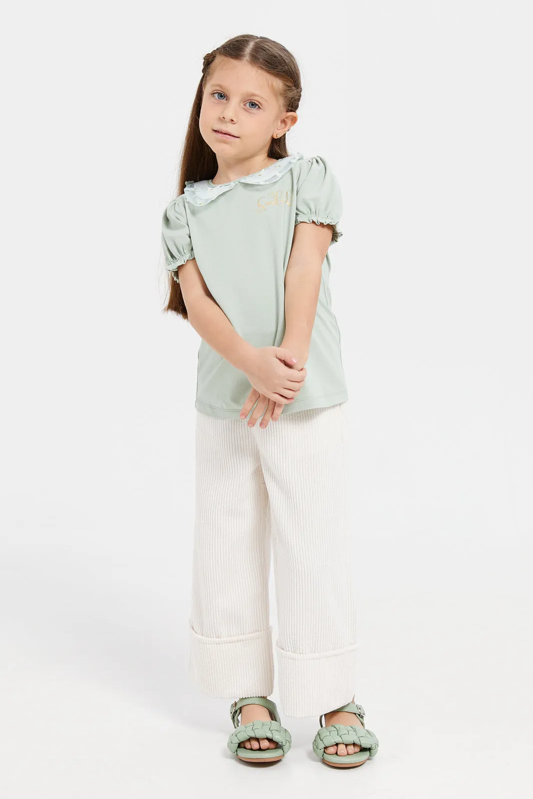 Girls Mint Embellished Blouse