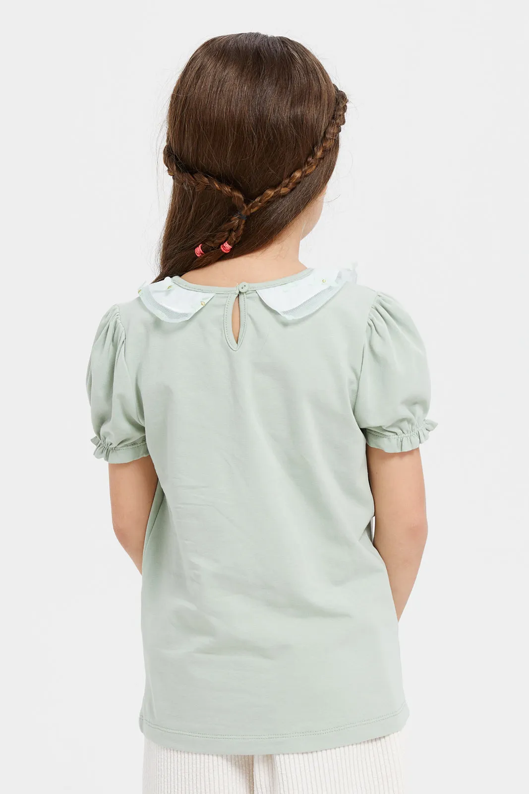 Girls Mint Embellished Blouse