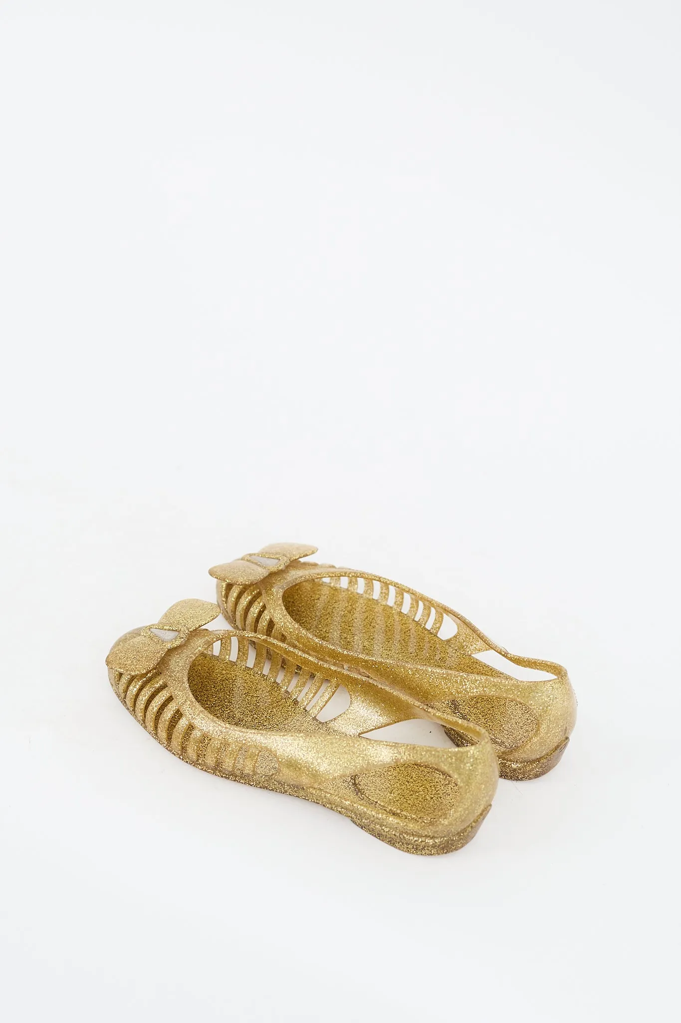 Gold Rubber Glitter Spiffy Cutout Ballet Flat