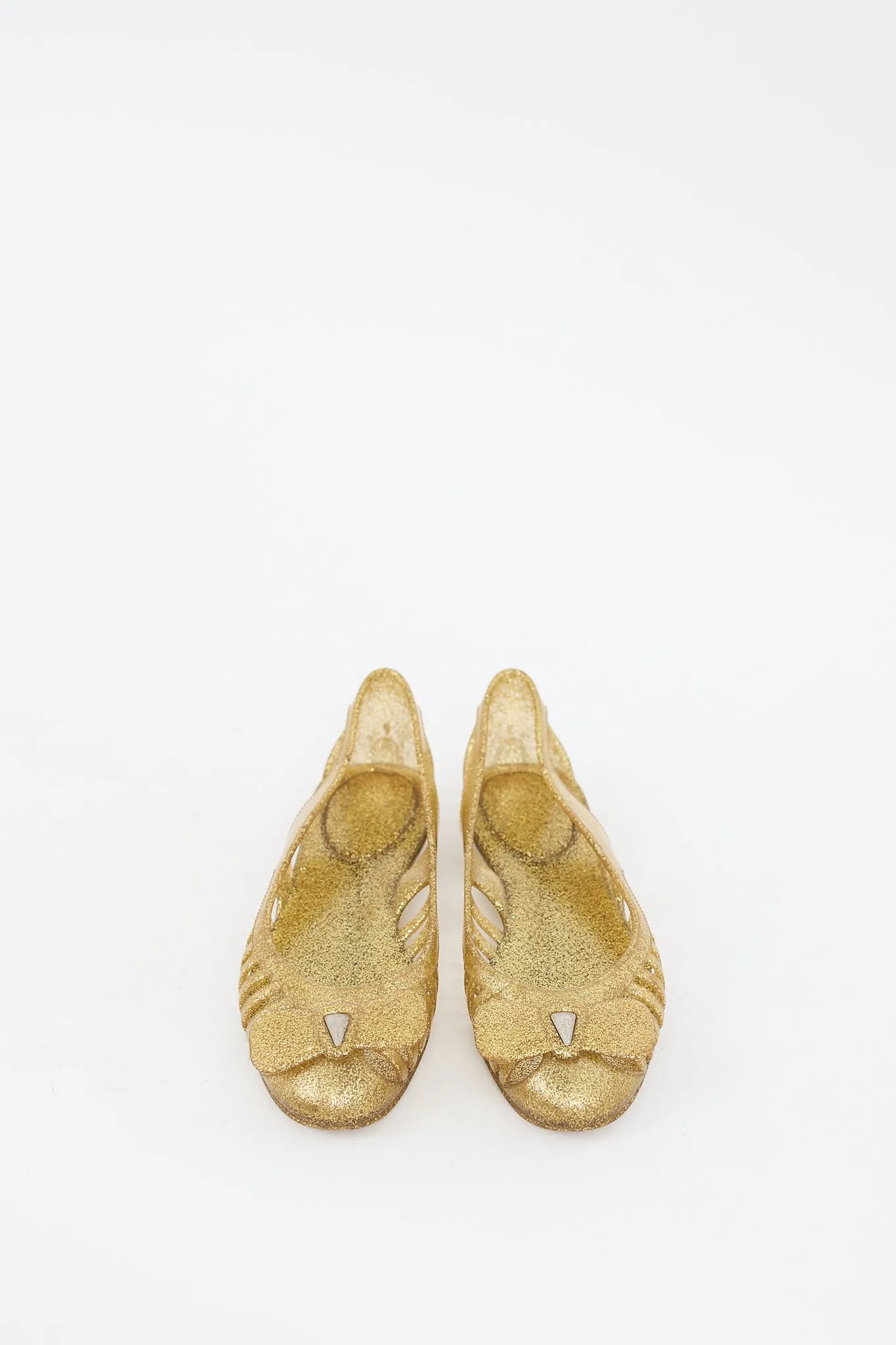 Gold Rubber Glitter Spiffy Cutout Ballet Flat