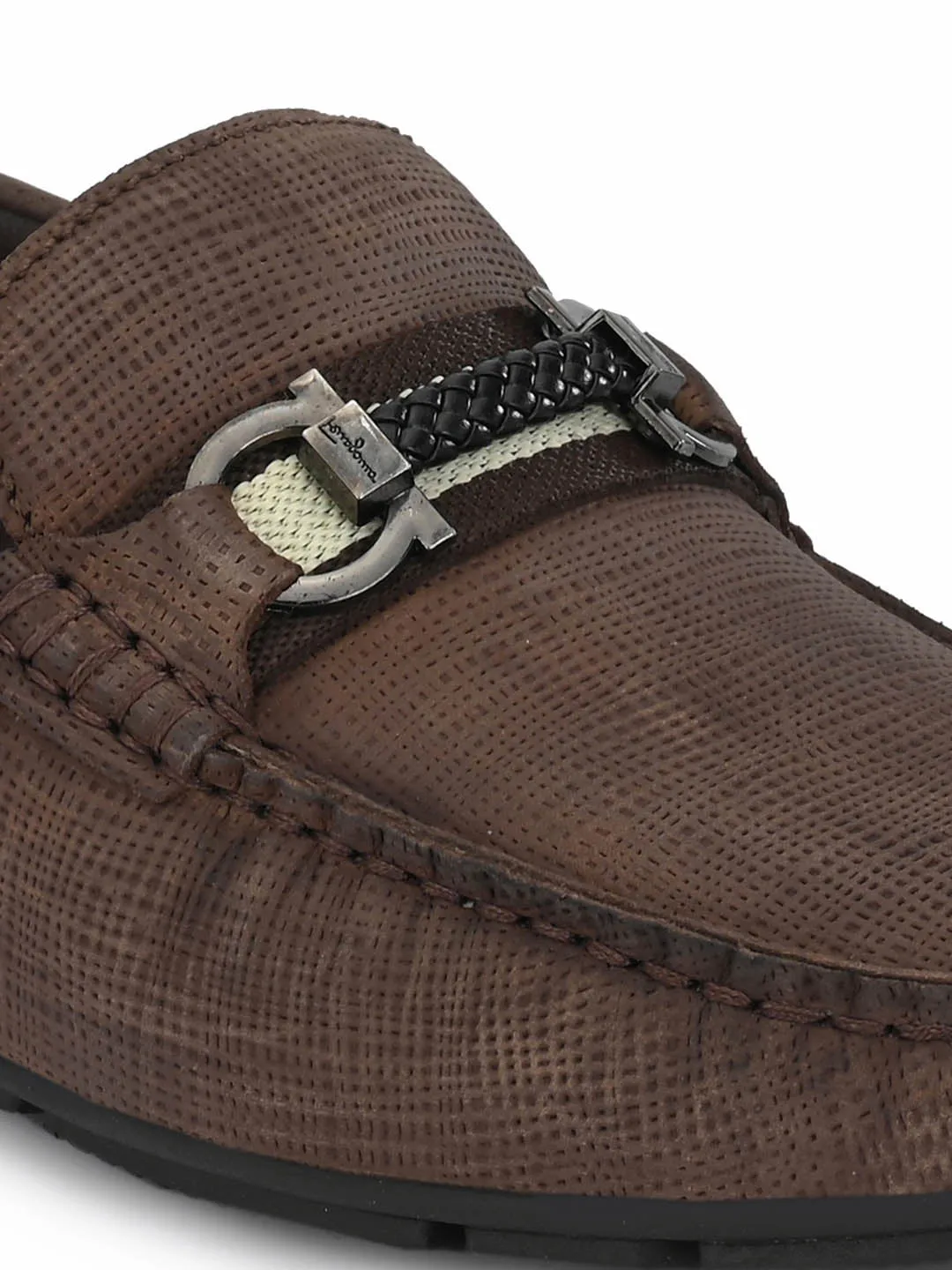 HITZ8305 Men's Brown Leather Casual Slip-On Shoes