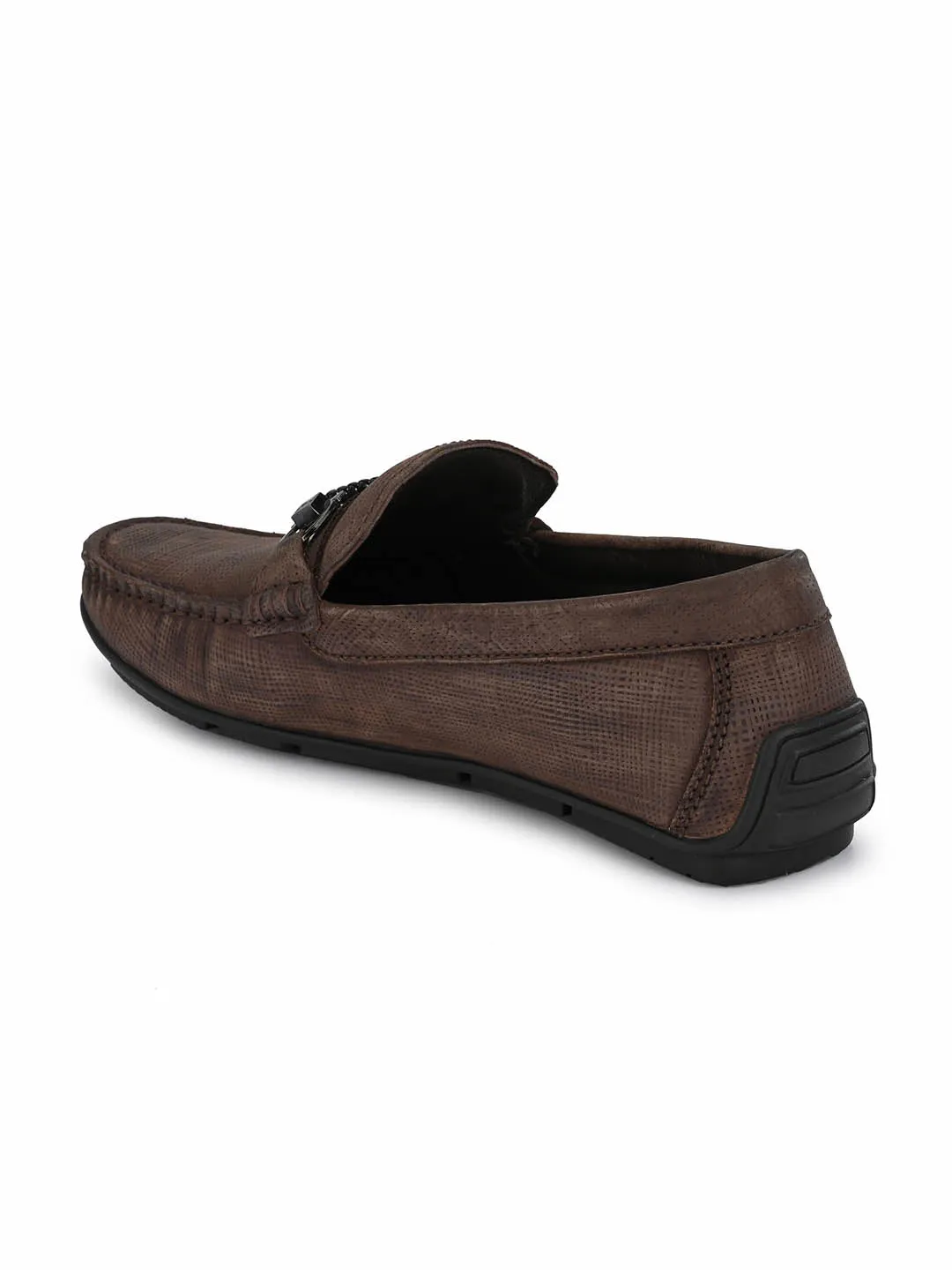 HITZ8305 Men's Brown Leather Casual Slip-On Shoes