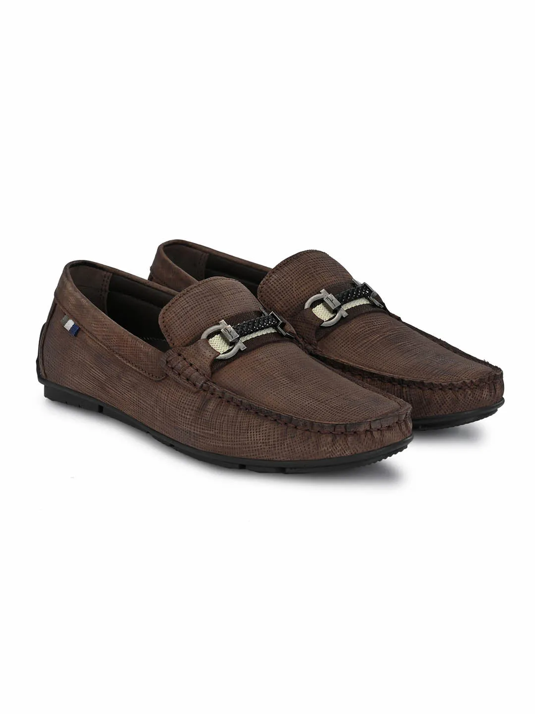 HITZ8305 Men's Brown Leather Casual Slip-On Shoes
