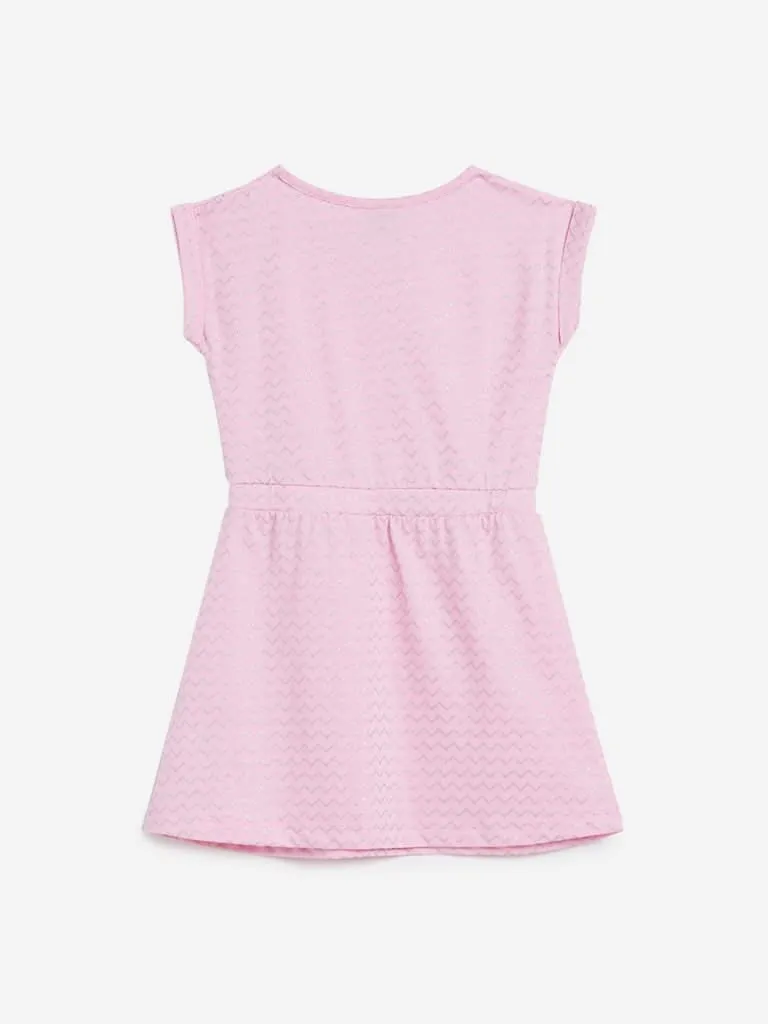 HOP Kids Pink Chevron Printed Dress
