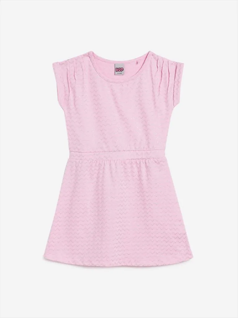 HOP Kids Pink Chevron Printed Dress
