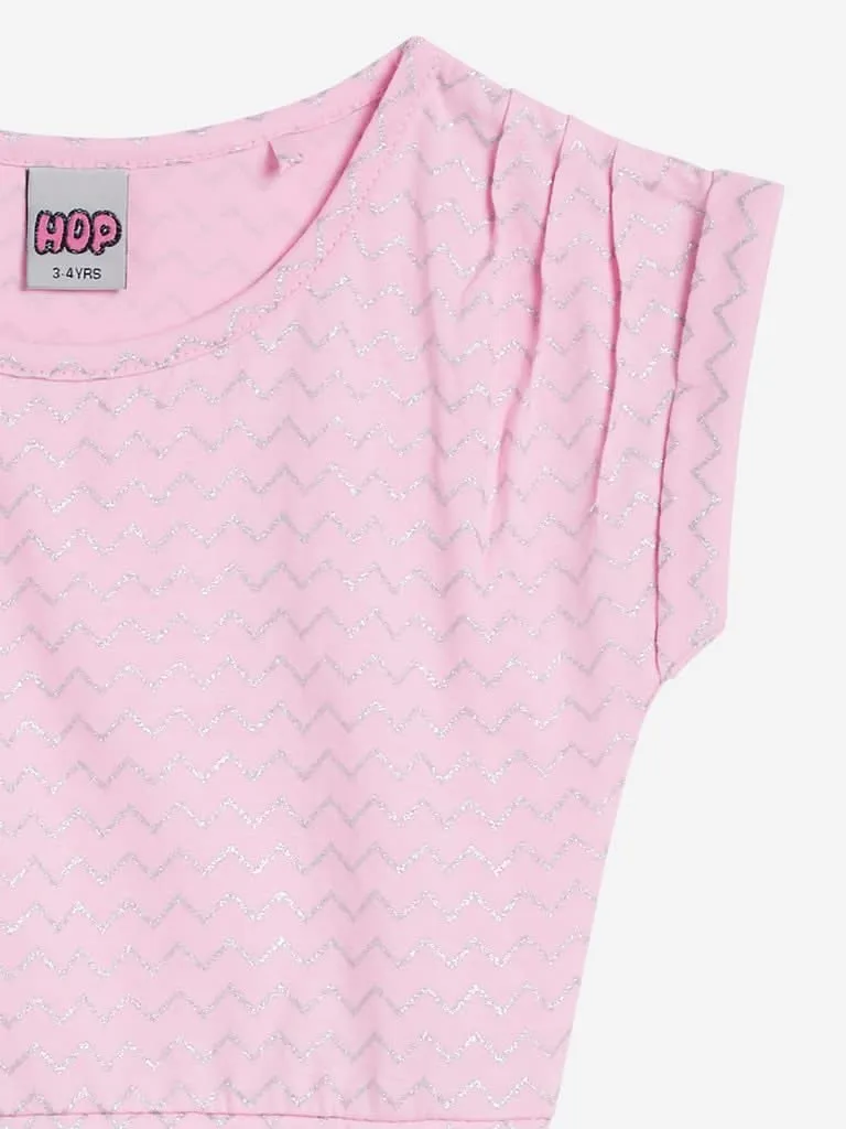 HOP Kids Pink Chevron Printed Dress