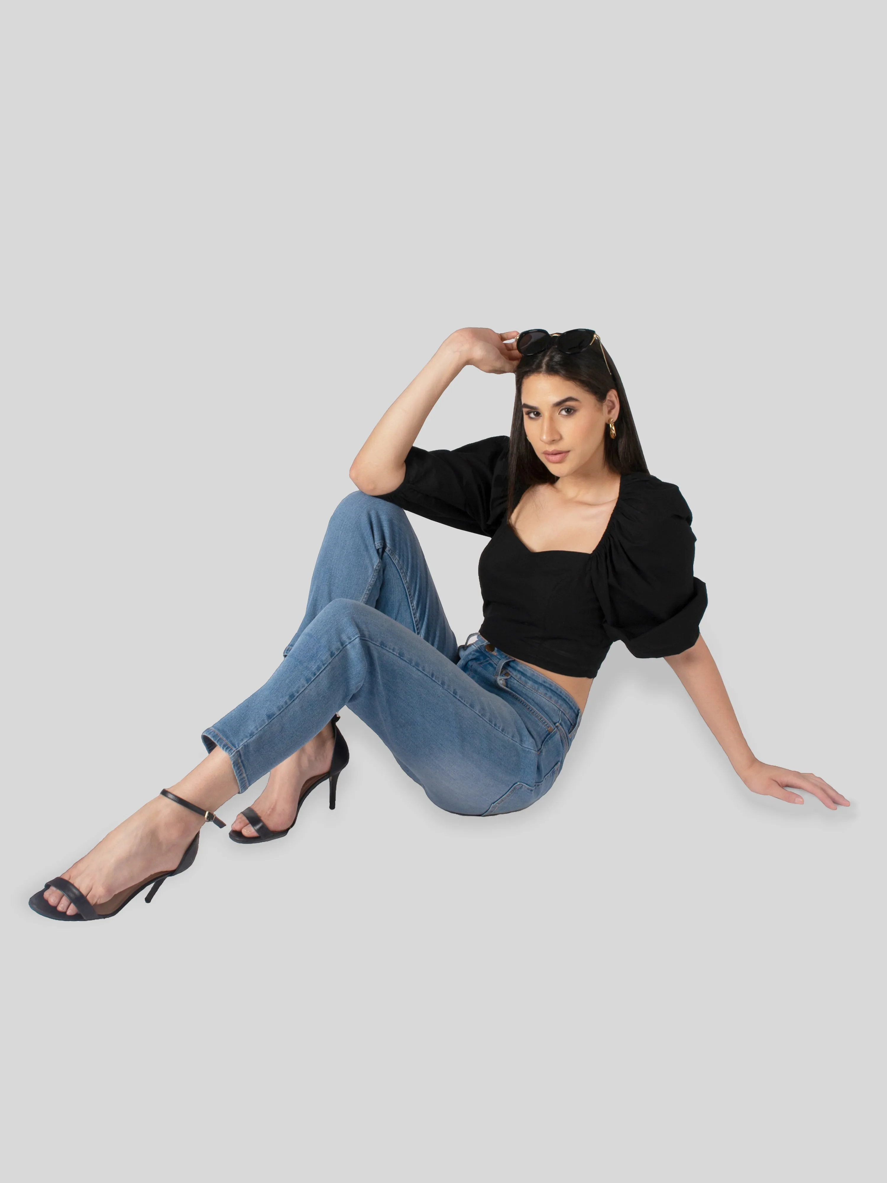 IS.U Mid Blue Straight Fit Denim Jeans