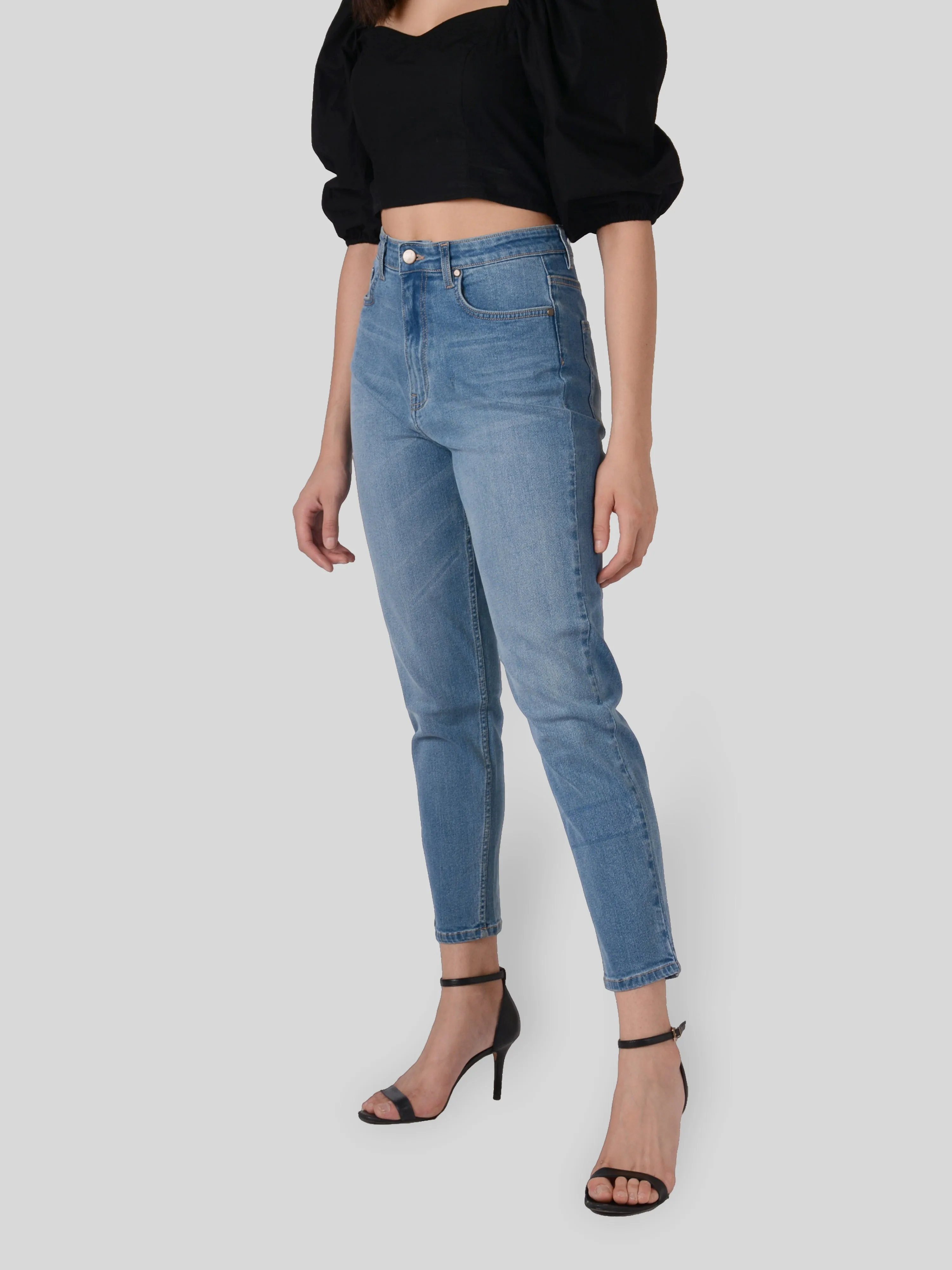 IS.U Mid Blue Straight Fit Denim Jeans