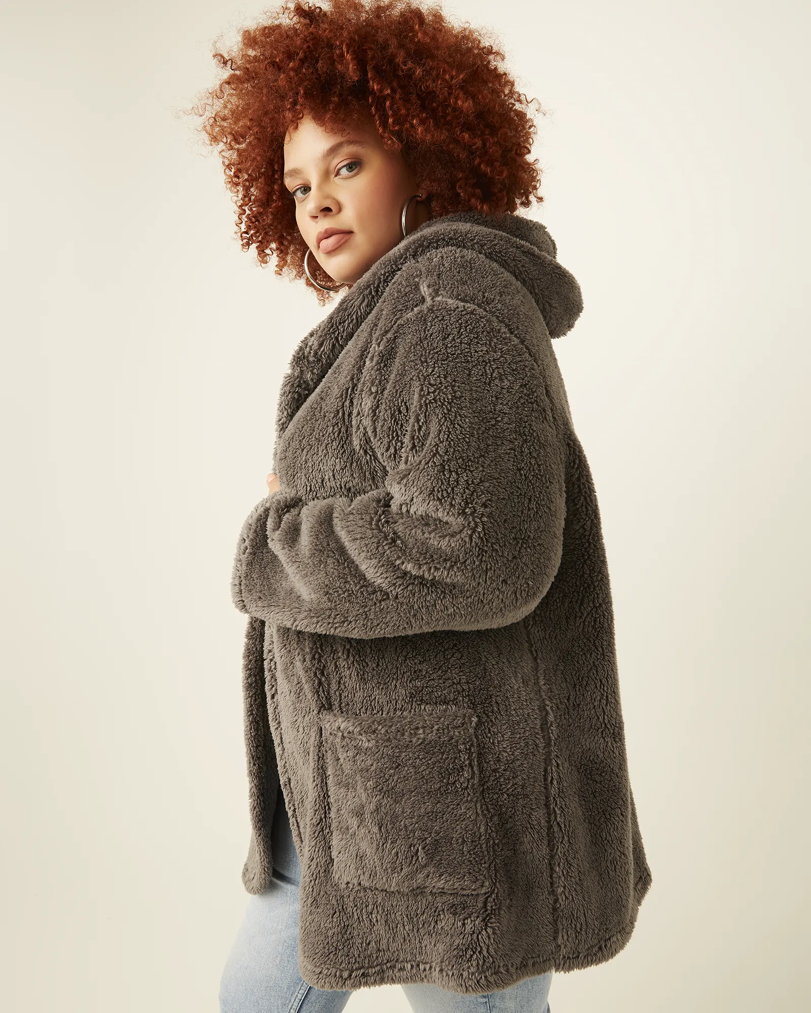 Jessica Fleece Hooded Cardigan | Charcoal Grey
