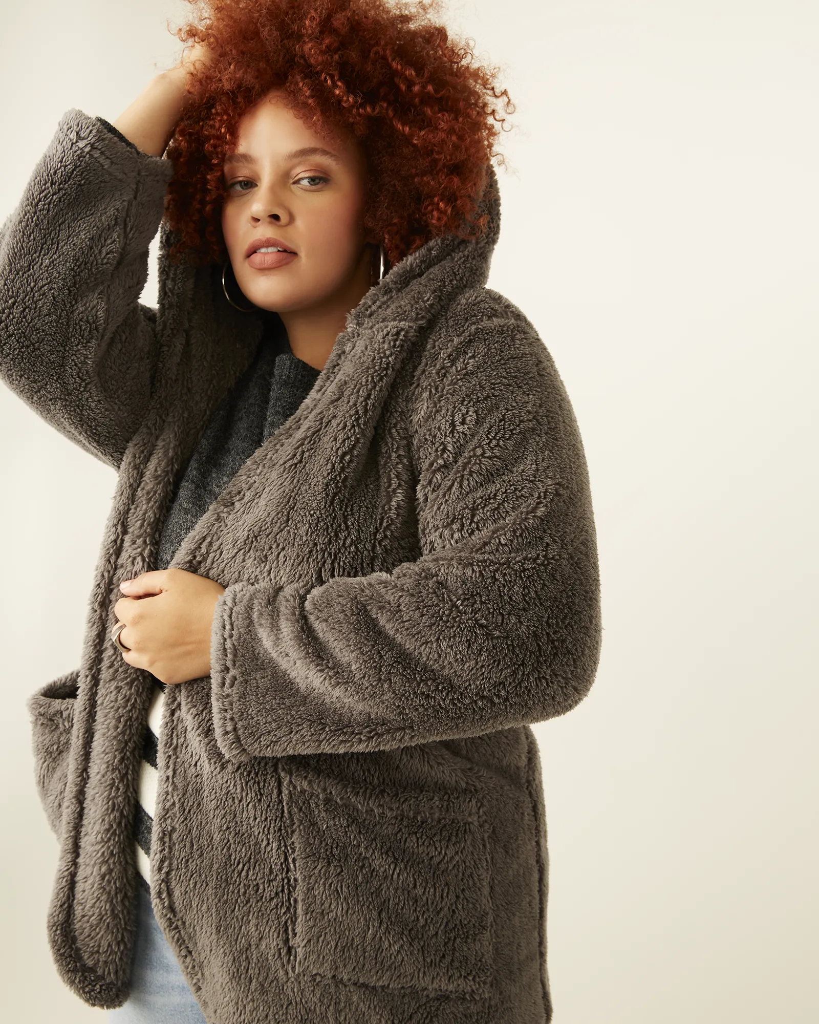 Jessica Fleece Hooded Cardigan | Charcoal Grey