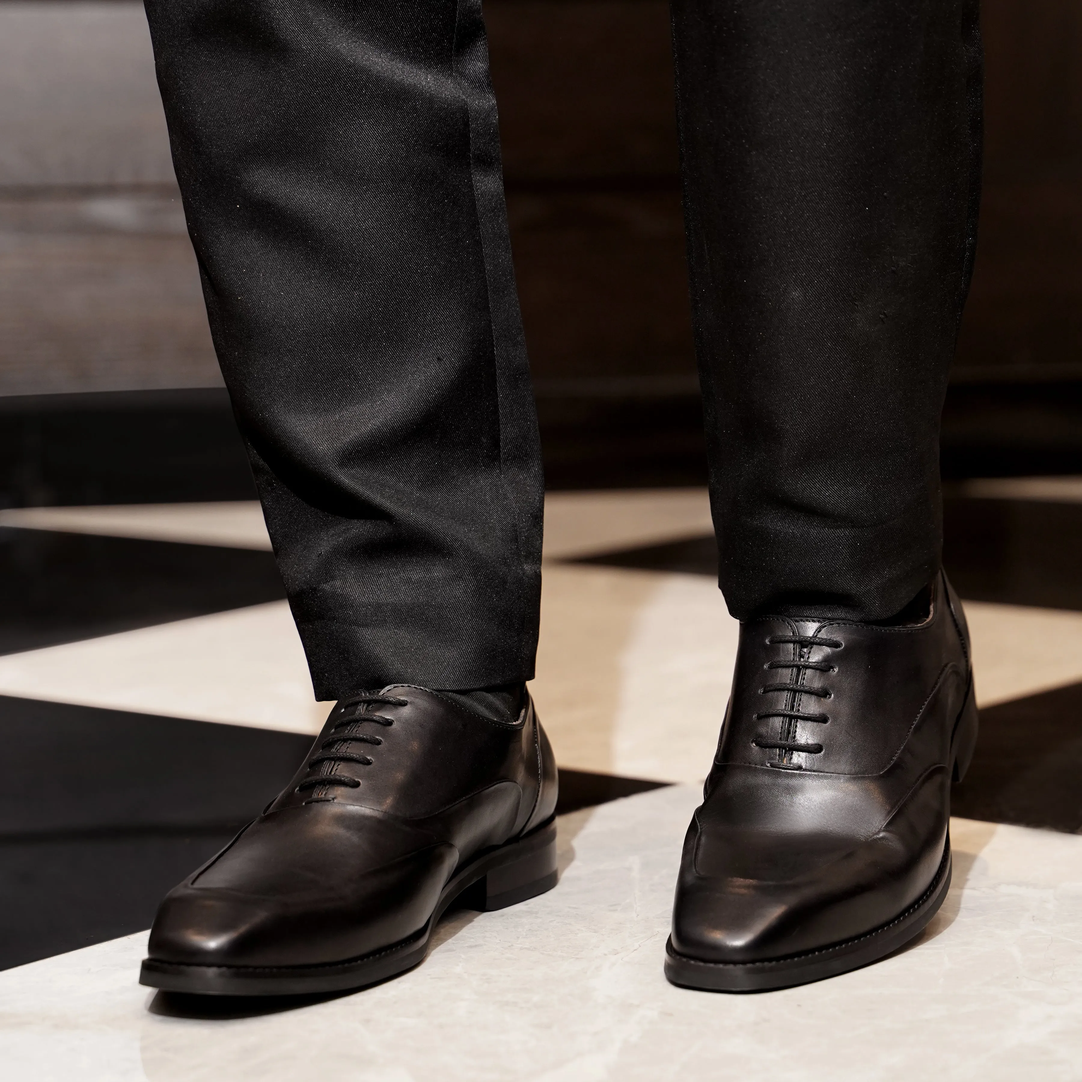 Kabe - Men's Black Calf Leather Oxford Shoe