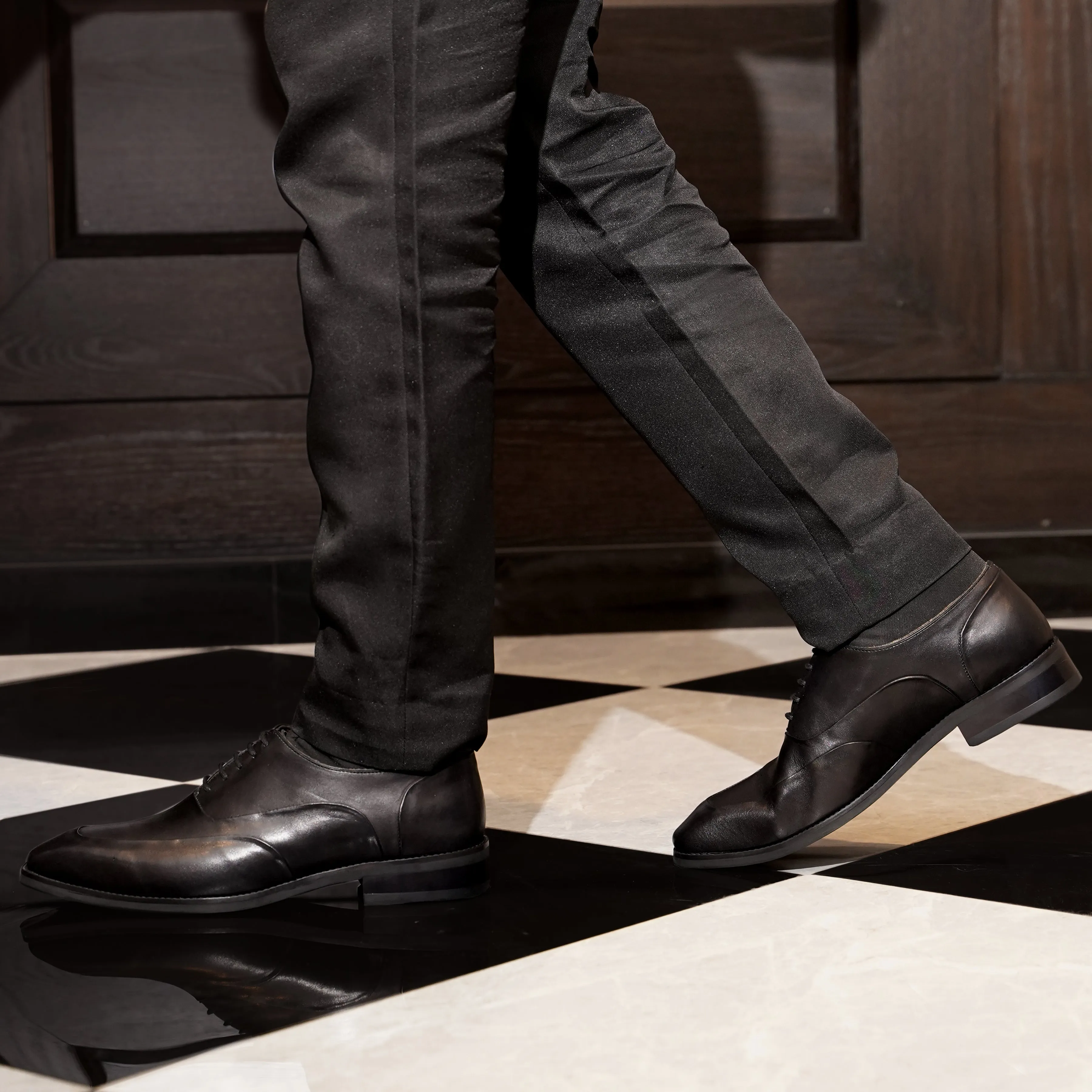 Kabe - Men's Black Calf Leather Oxford Shoe