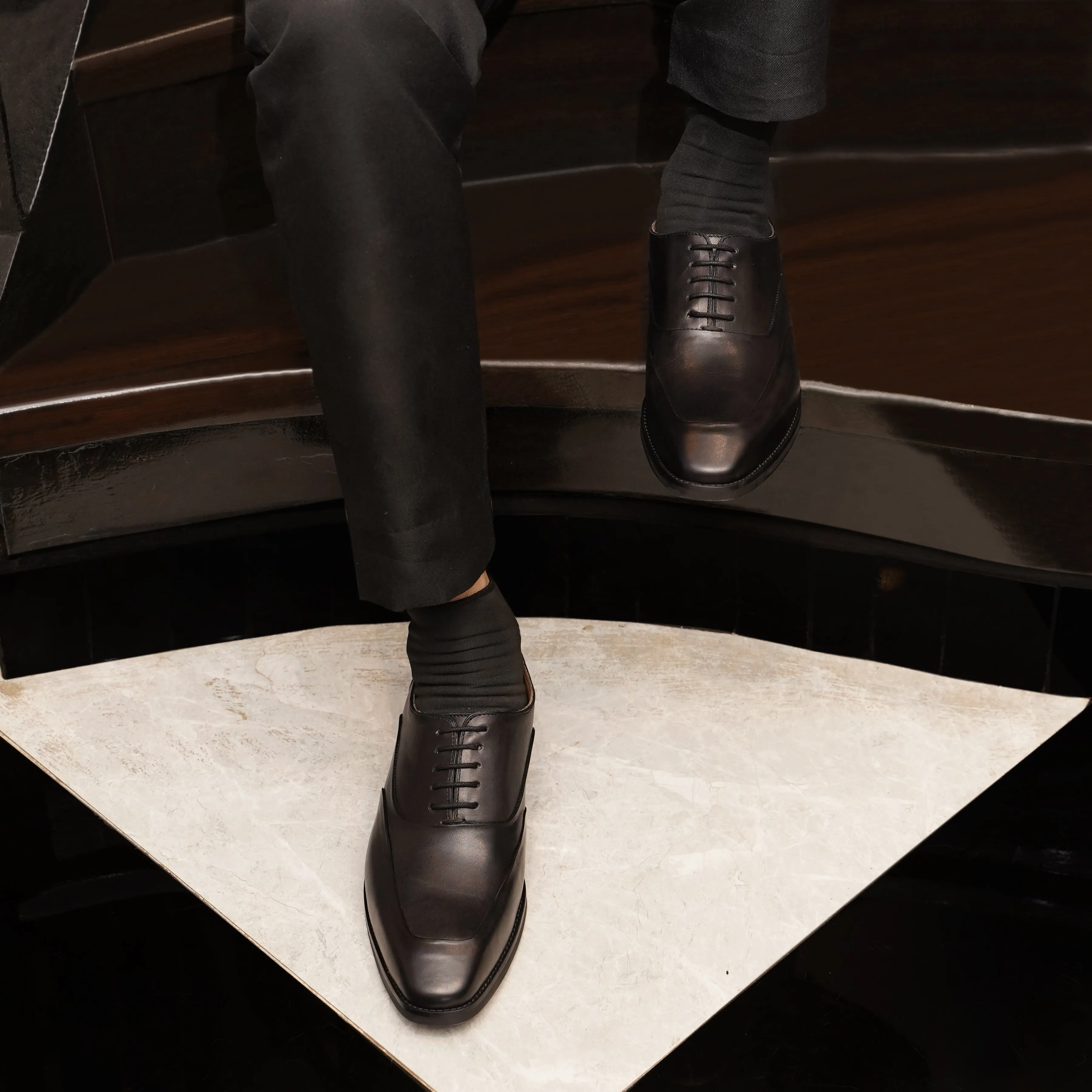 Kabe - Men's Black Calf Leather Oxford Shoe