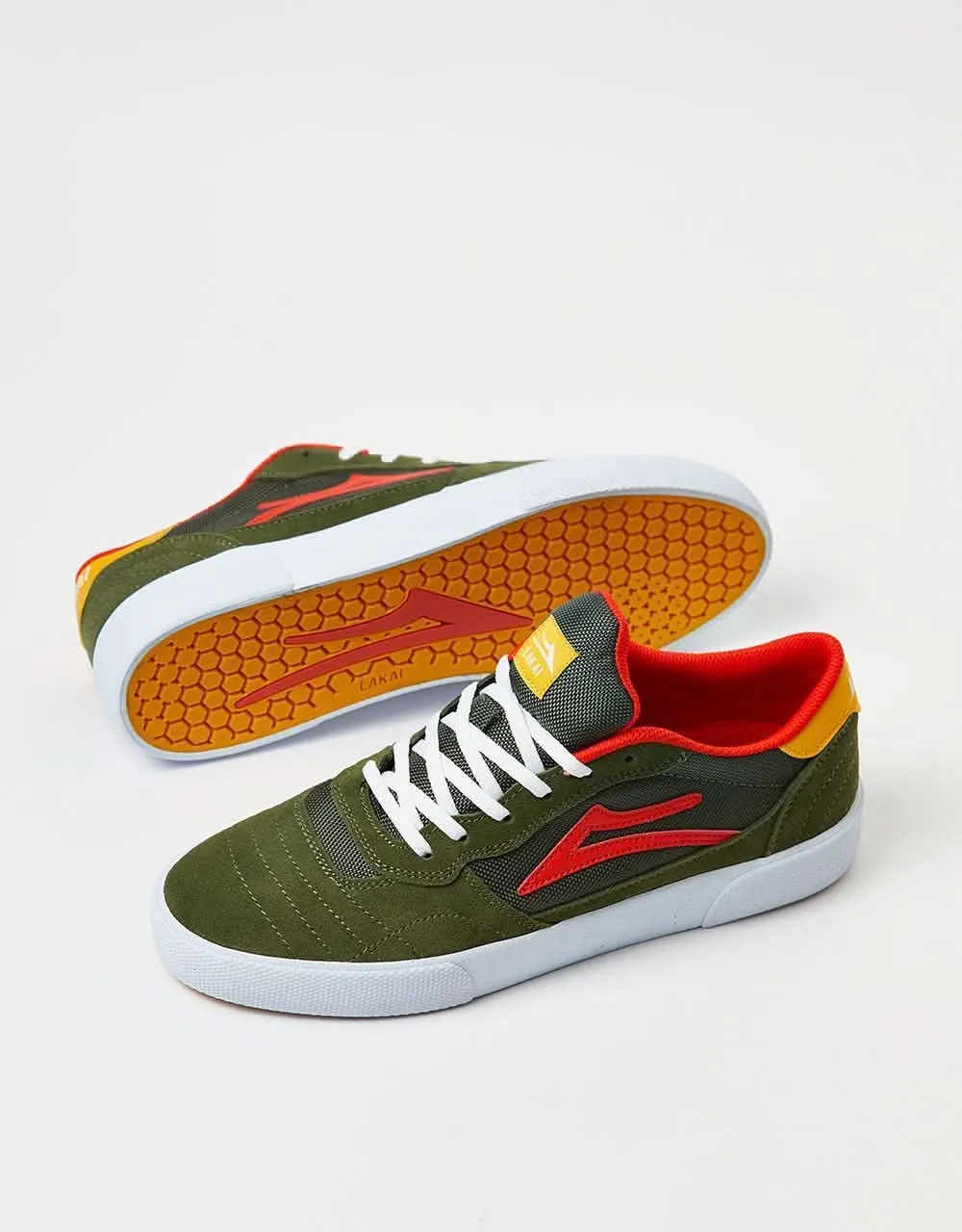 Lakai Cambridge Skate Shoes - Olive/Yellow Suede