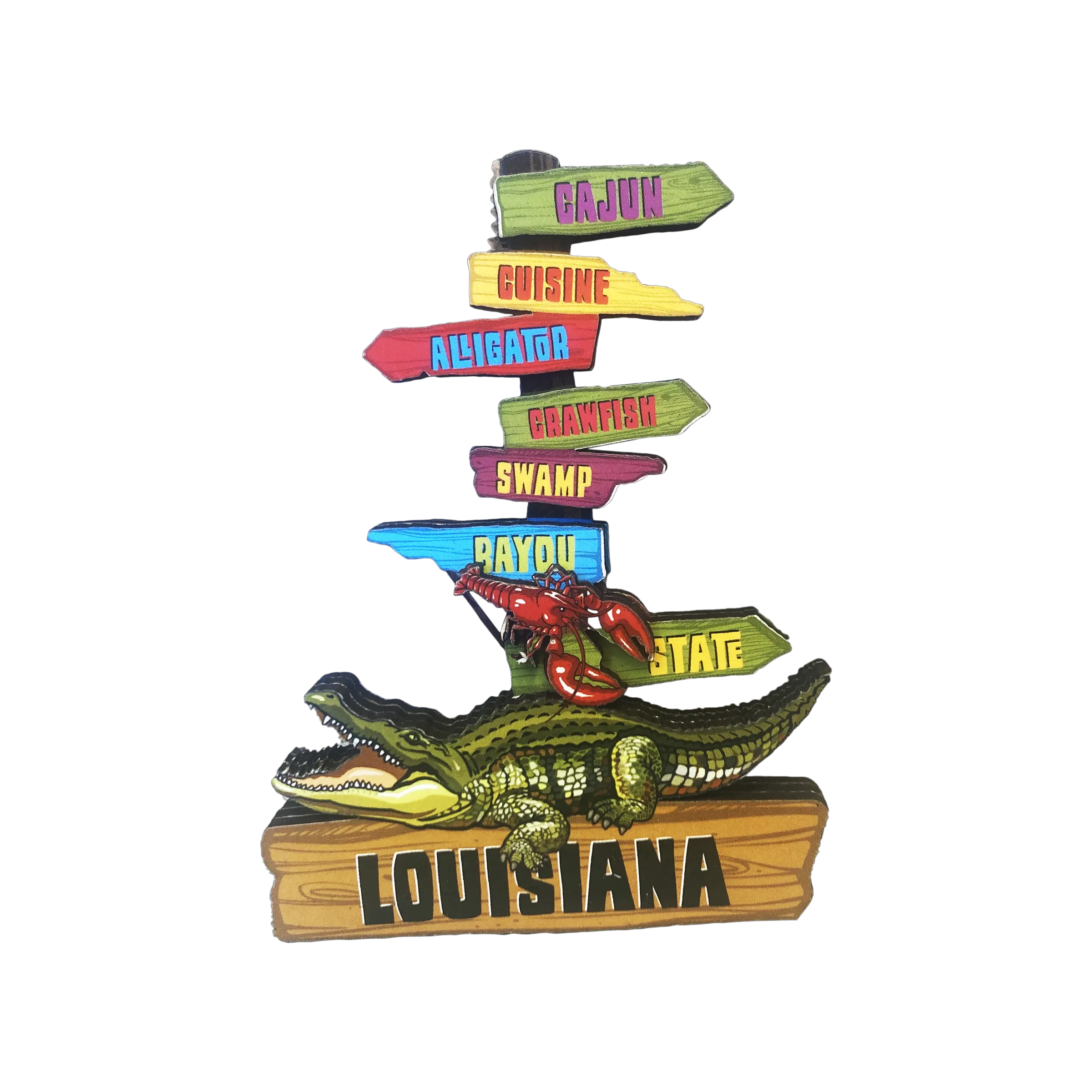 Louisiana Alligator Colorful Signpost Magnet