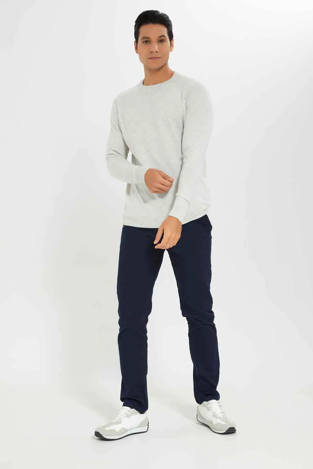 Men Ecru Plain Pullover