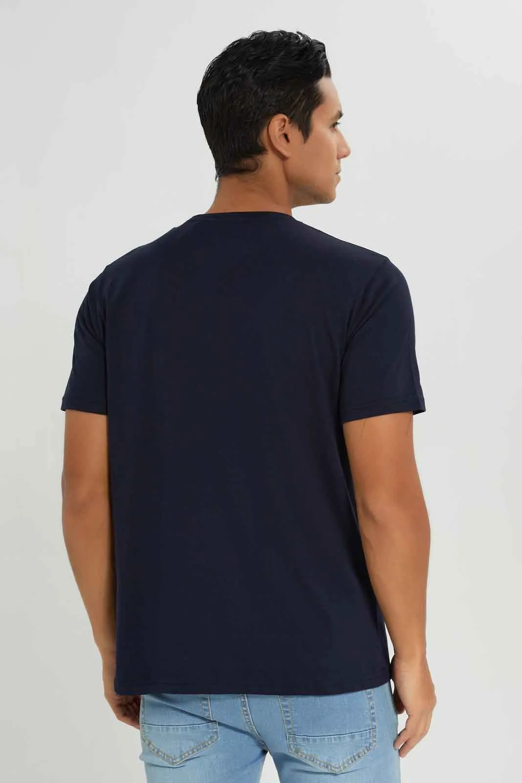 Men Navy Graphic Print T-Shirt